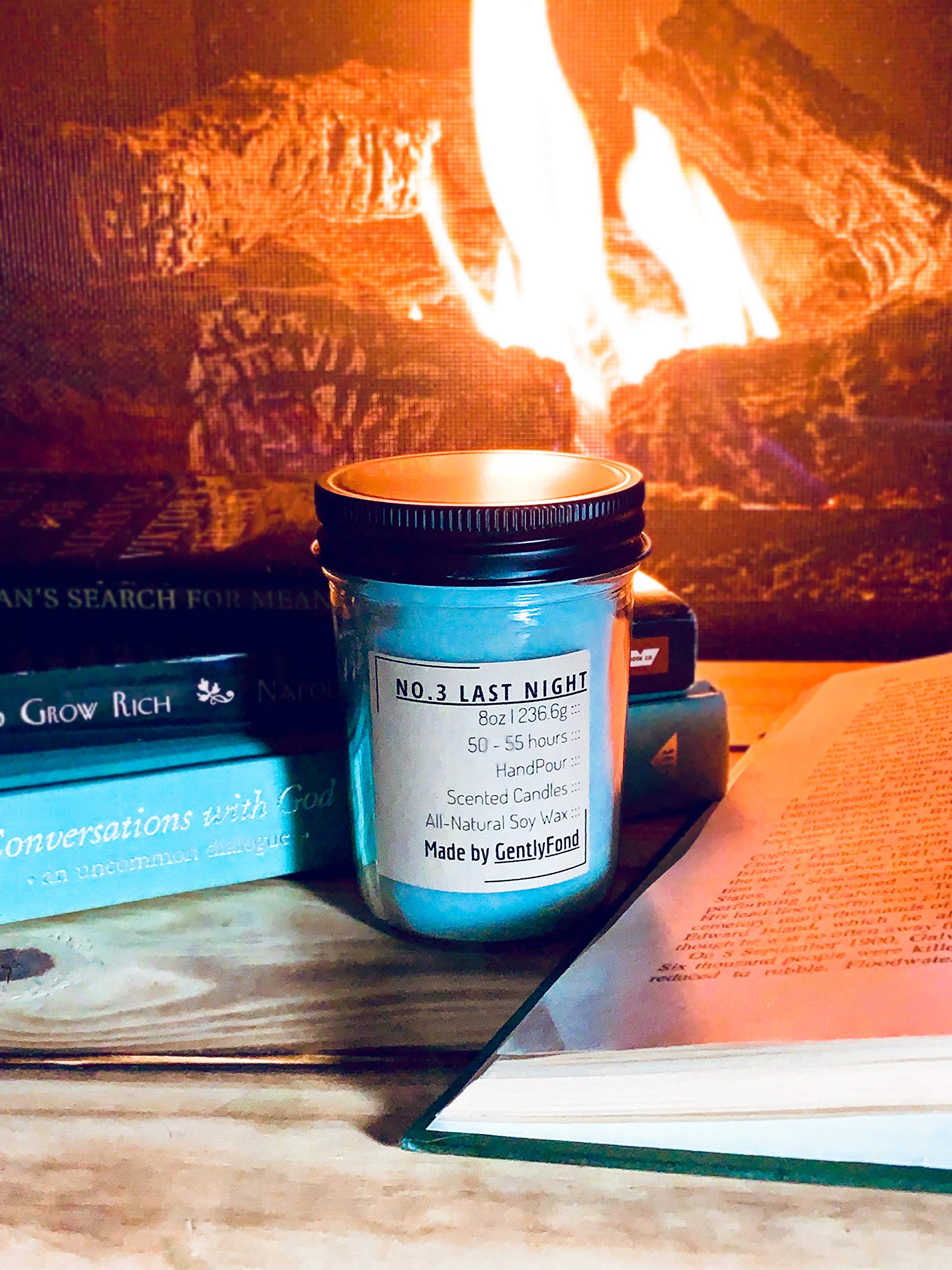 GentlyFond Natural Soy Hand-Poured Men's Fragrance Wooden Wick Candle - No.3 Last Night Scent | Aromatherapy, Romantic Gifts & Home Decor for Bedroom, Office Relaxation