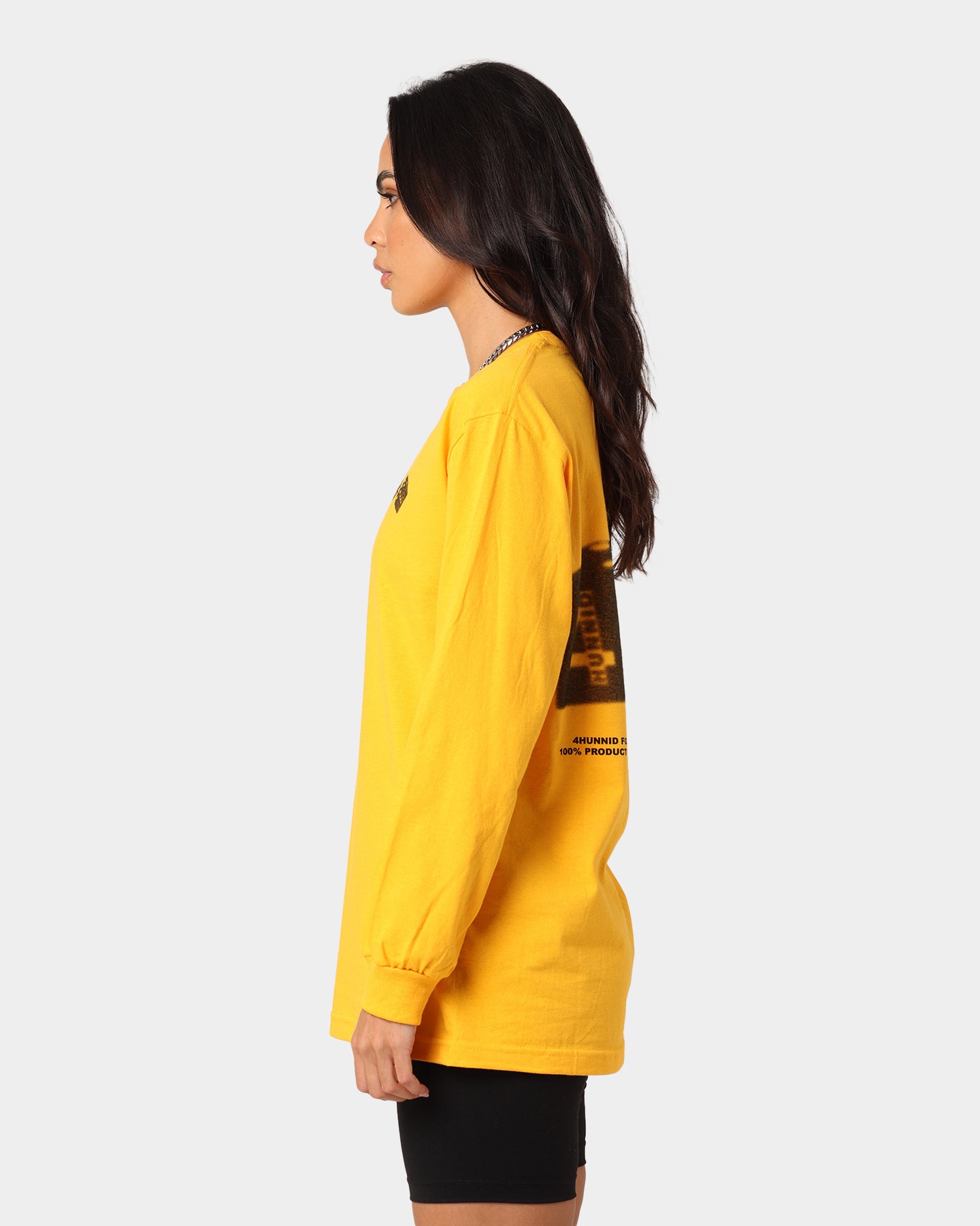 4HUNNID Roll The Dice Long Sleeve T-Shirt Mustard Yellow - Streetwear Graphic Tee for Men & Women - Perfect for Casual Wear, Gaming Events & Urban Fashion
