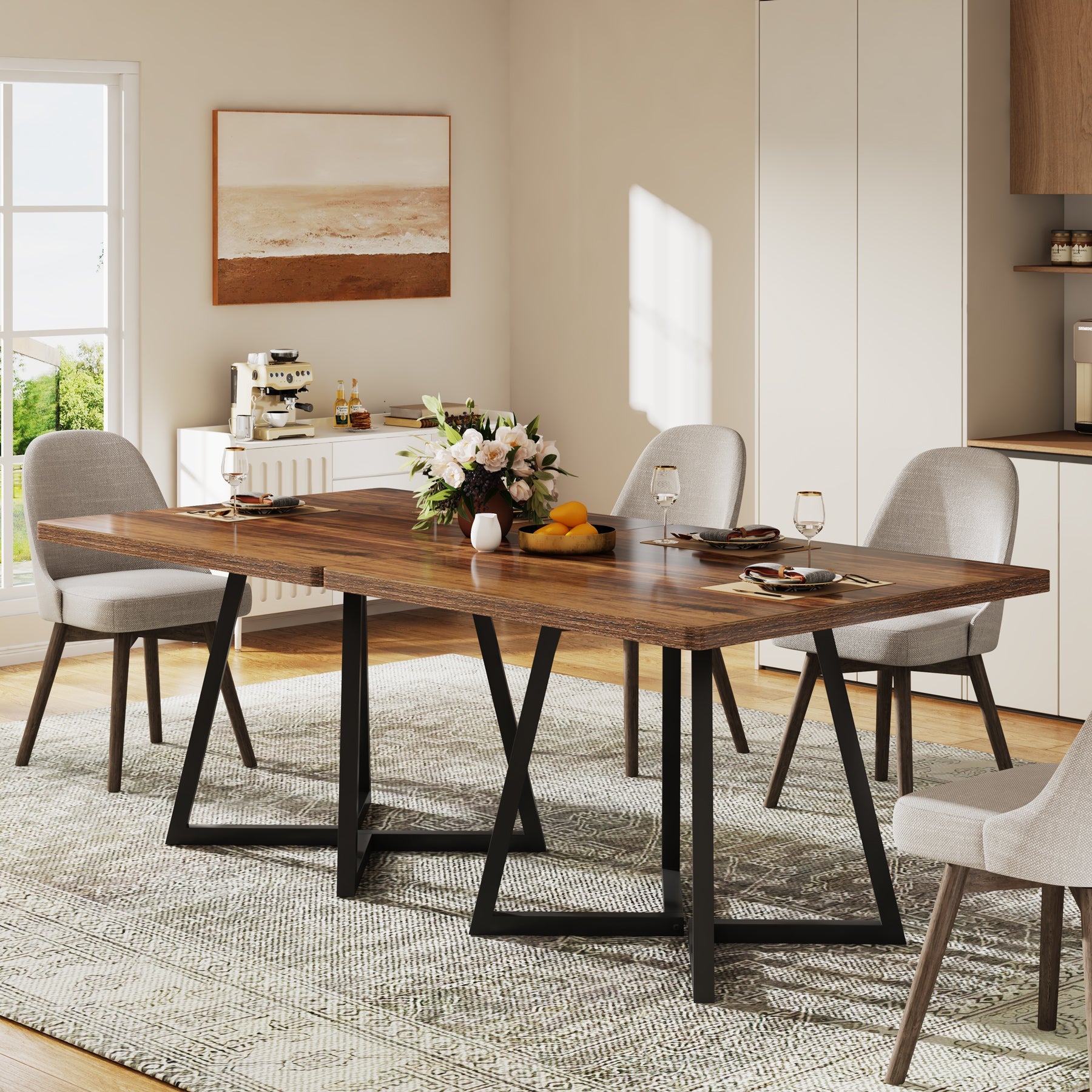 31.5 Inch Square Wooden Dining Table - Solid Wood Kitchen Table for 4 People - Perfect for Small Spaces, Breakfast Nooks & Cozy Family Meals
