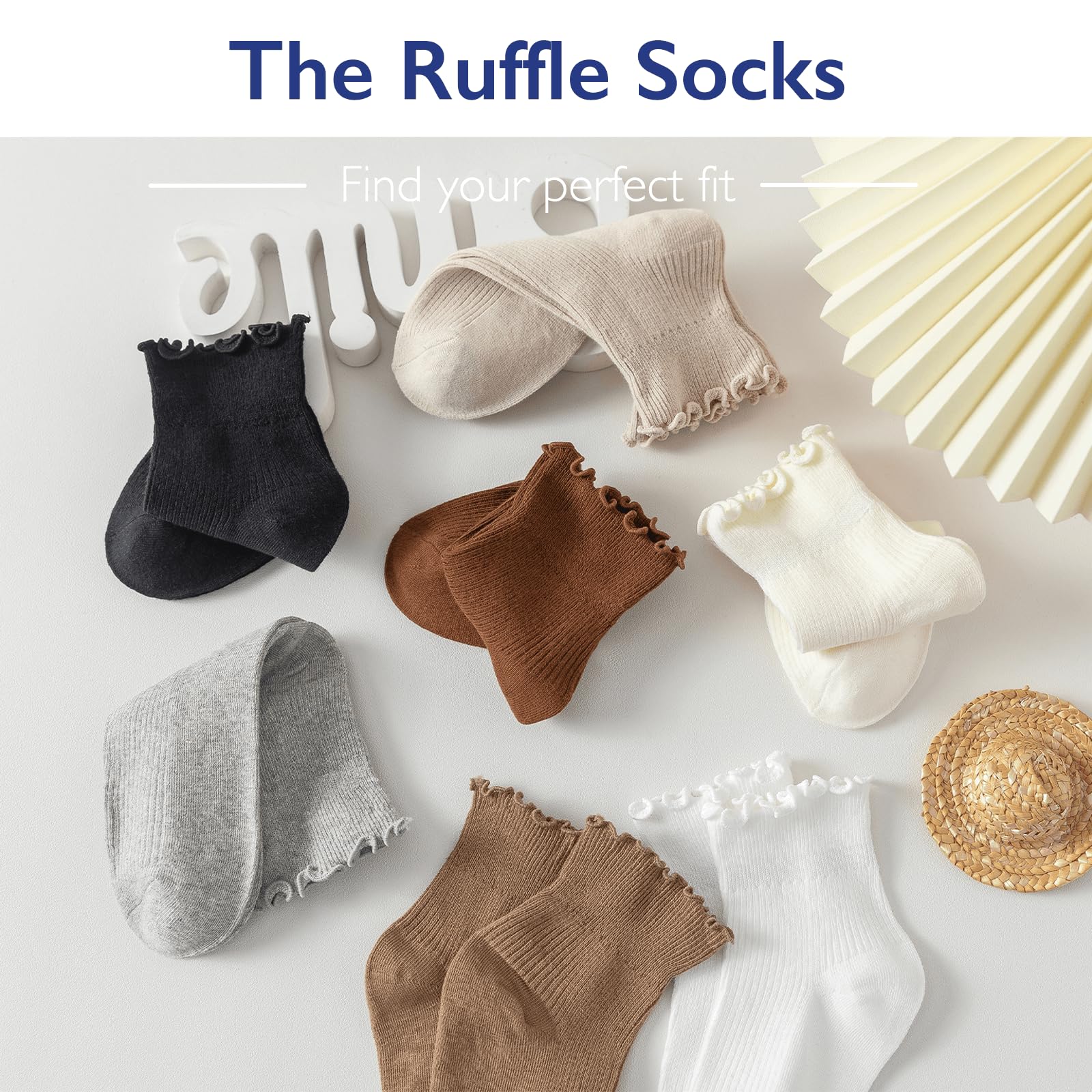 Hstyle Women's Ruffle Ankle Socks 6-Pack - Cute for Casual & Dressy Outfits