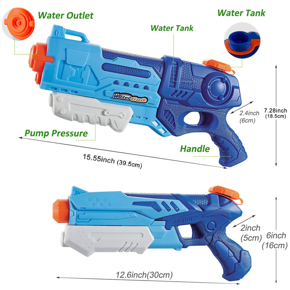 WTOR 3 Pack Super Soaker Water Guns - High Capacity Water Blasters for Outdoor Summer Fun | Pool Party, Beach & Backyard Water Fights | Perfect for Adults, Kids, Teens, Boys & Girls