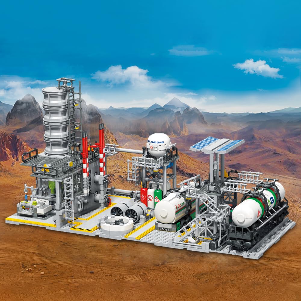 MISINI M6014 City Chemical Plant Building Set - 2142 Pcs STEM Toy for Adults, Includes Gas Station, Storage Center & Lab - Perfect for Collectors, Architecture Enthusiasts & Office Desk Display