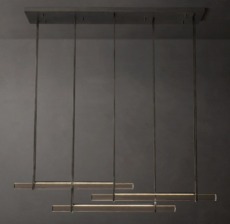 Modern Ausle Triple Bar Linear Chandelier - Sleek Gold Finish LED Hanging Light Fixture for Dining Room, Kitchen Island & Living Room Decor