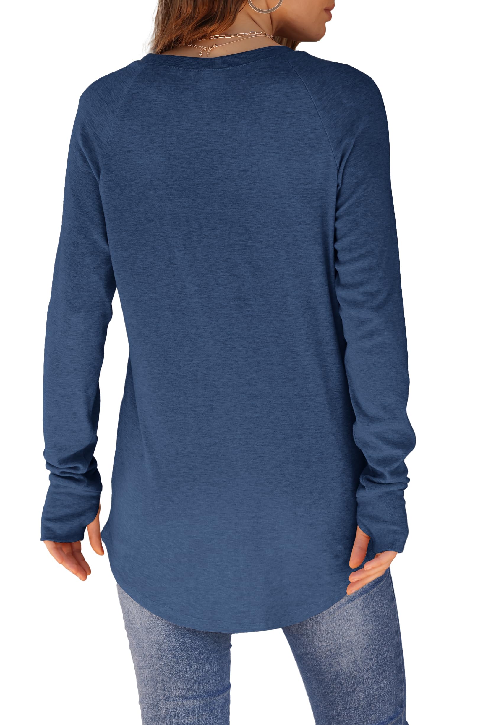 Aokosor Women's Loose Fit Tunic Tops with Thumbholes - Casual Long Sleeve Sweatshirts for Leggings & Layering
