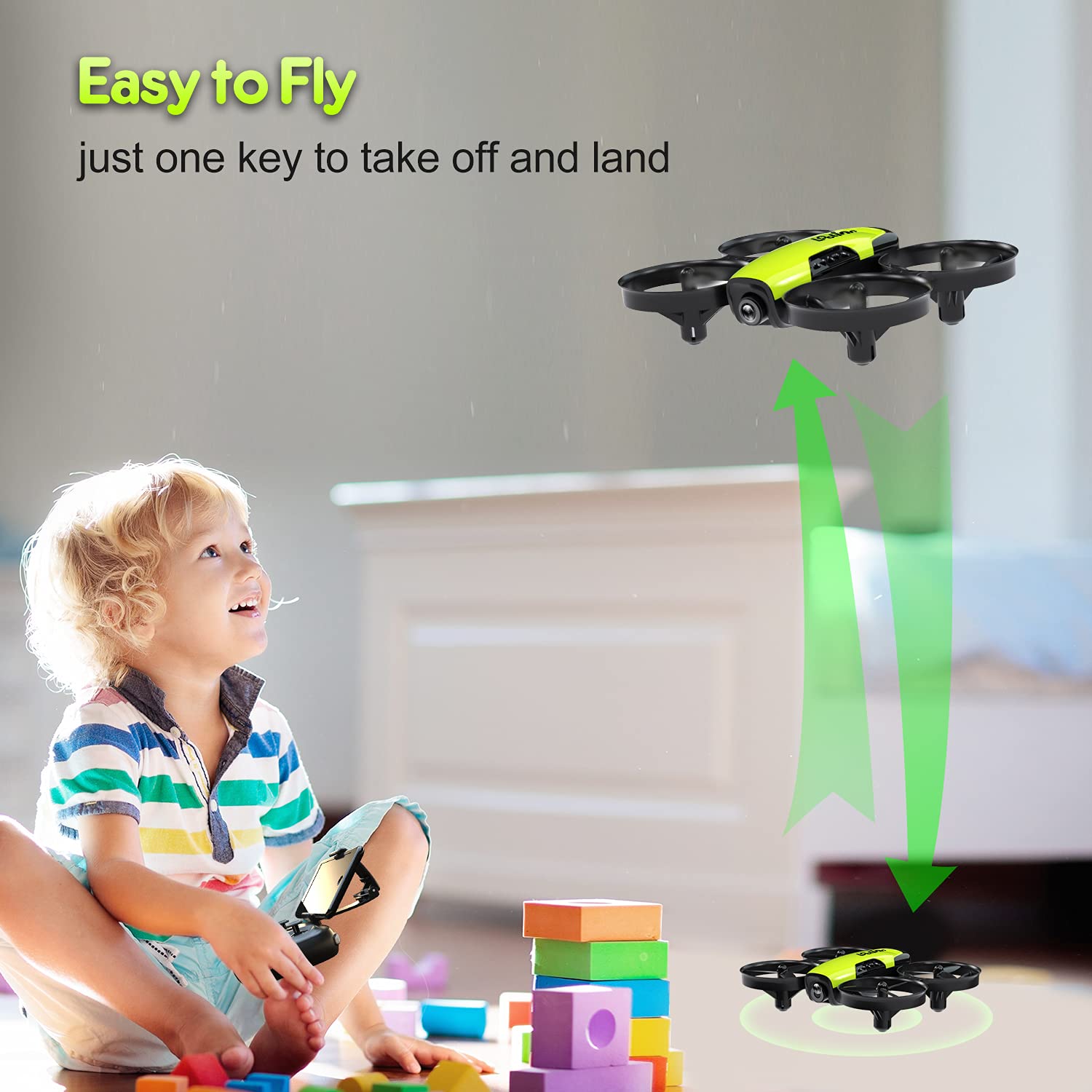 Loolinn Kids Drone with 1080P HD Camera - 90° Adjustable Angle, Altitude Hold, One Key Takeoff/Landing, 3 Batteries - Perfect Birthday Gift for Boys & Girls, Indoor/Outdoor Flying Toy for Beginners