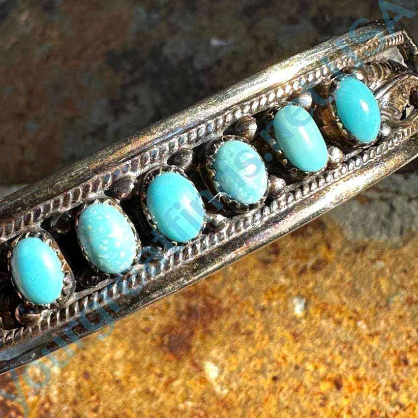 Authentic Sterling Silver Navajo Turquoise Row Bracelet for Women | Handmade Native American Jewelry | Perfect for Boho, Western & Everyday Wear