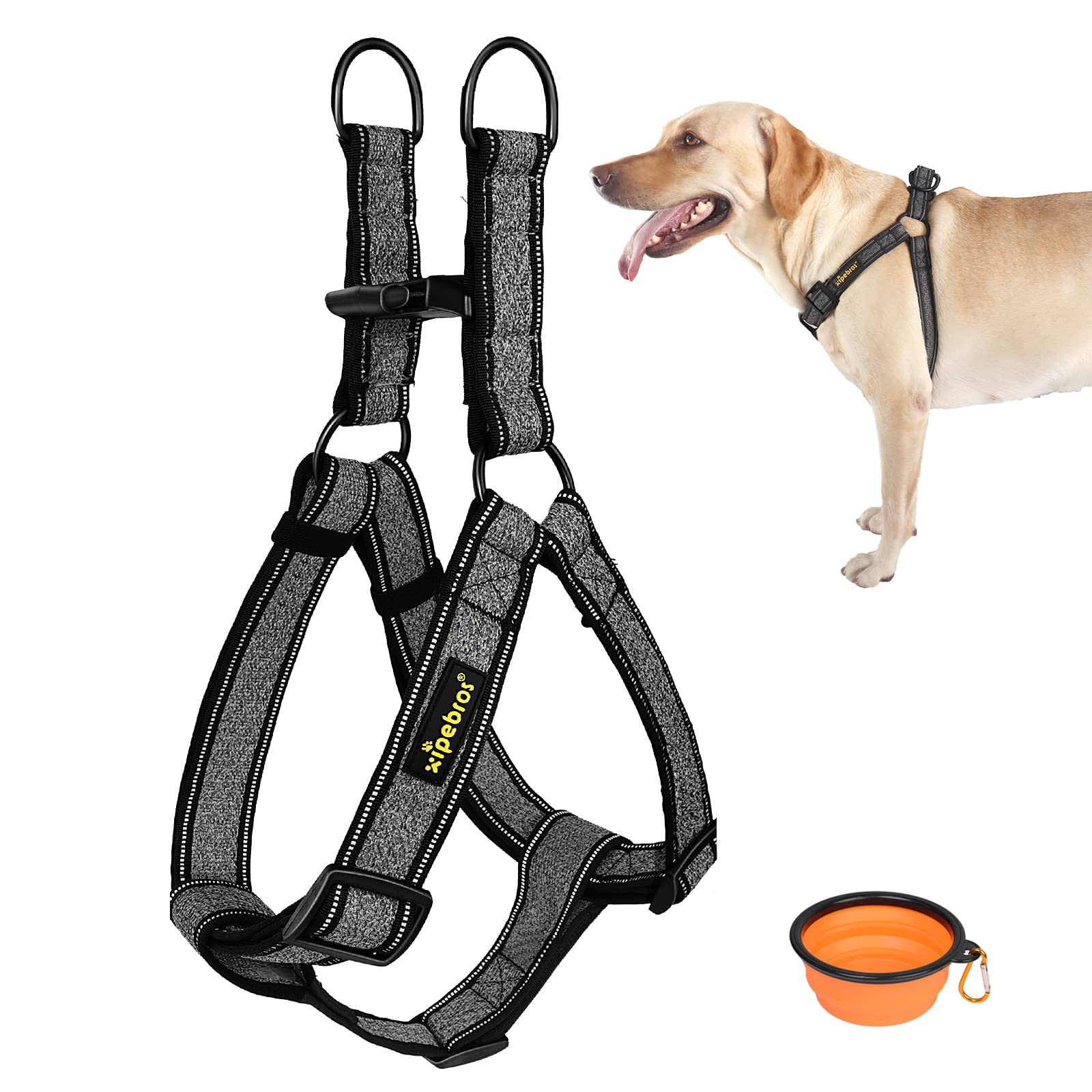 No Pull Dog Harness with Reflective Adjustable Straps - Stops Pets from Pulling & Choking - Breathable Comfort for Large Dogs (Black, XXL) - Perfect for Walking, Running & Outdoor Adventures