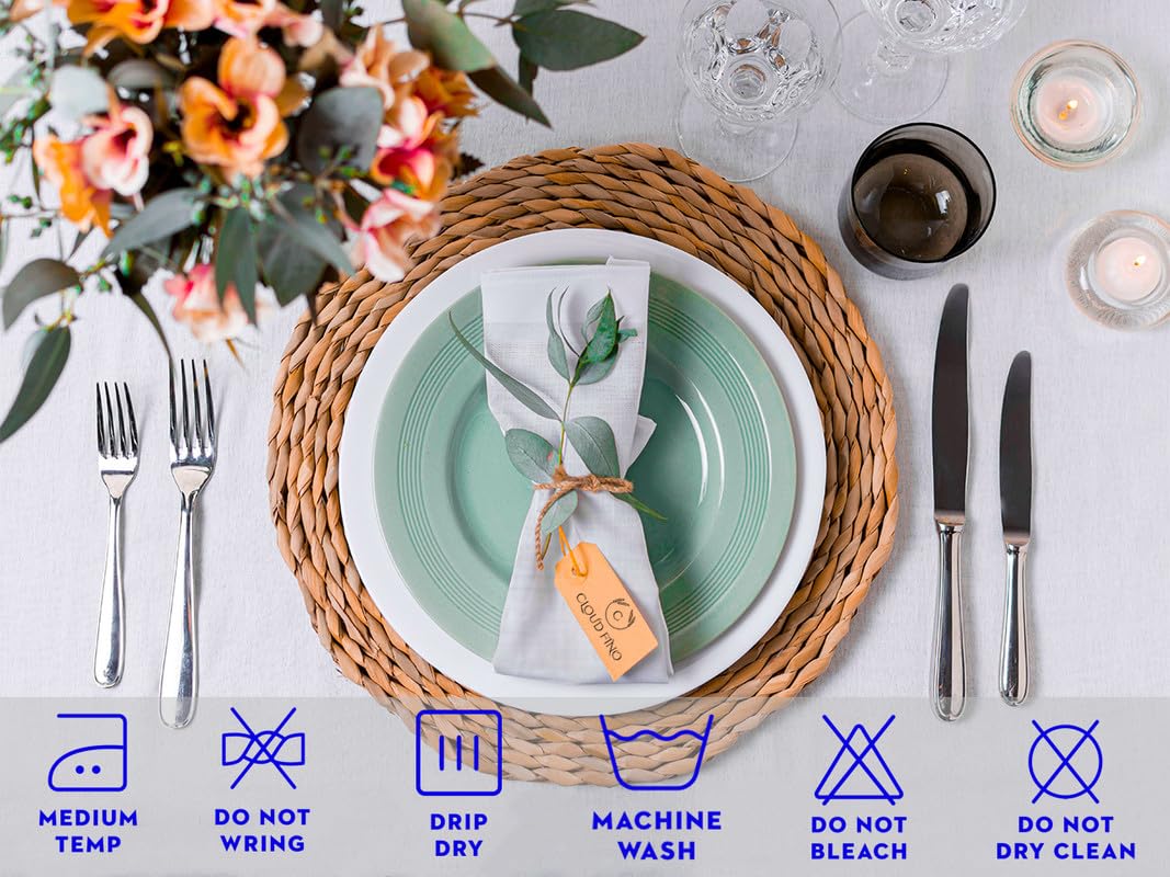 Premium 100% French Flax Linen Placemats Set of 12 (14x19 Inches) - Stone Washed for Softness & Durability, Heat Resistant Table Mats for Dining & Entertaining - Midnight Blue
