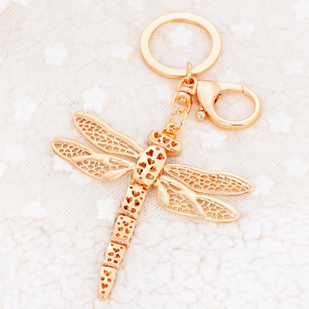 **Blue Crystal Dragonfly Keychain with Movable Wings - Elegant Handbag Charm, Purse Pendant, Unique Boutique Gift for Women & Friends (Perfect for Everyday Carry, Gifts, and Fashion Accessories)**