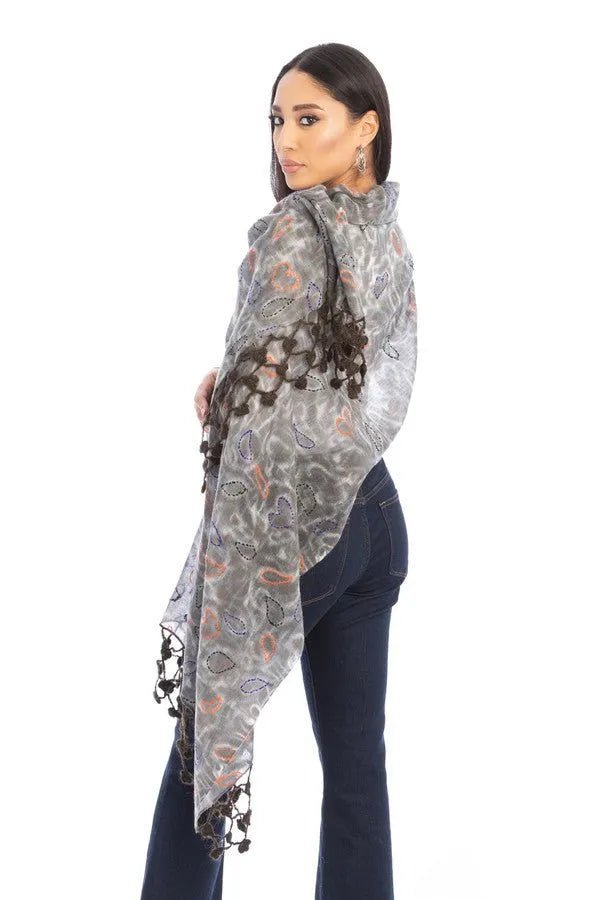 Stylish Mixed Print Knitted Fringe Scarf for Women - Soft Winter Fashion Accessory - Perfect for Cold Weather, Outdoor Activities and Holiday Outfits