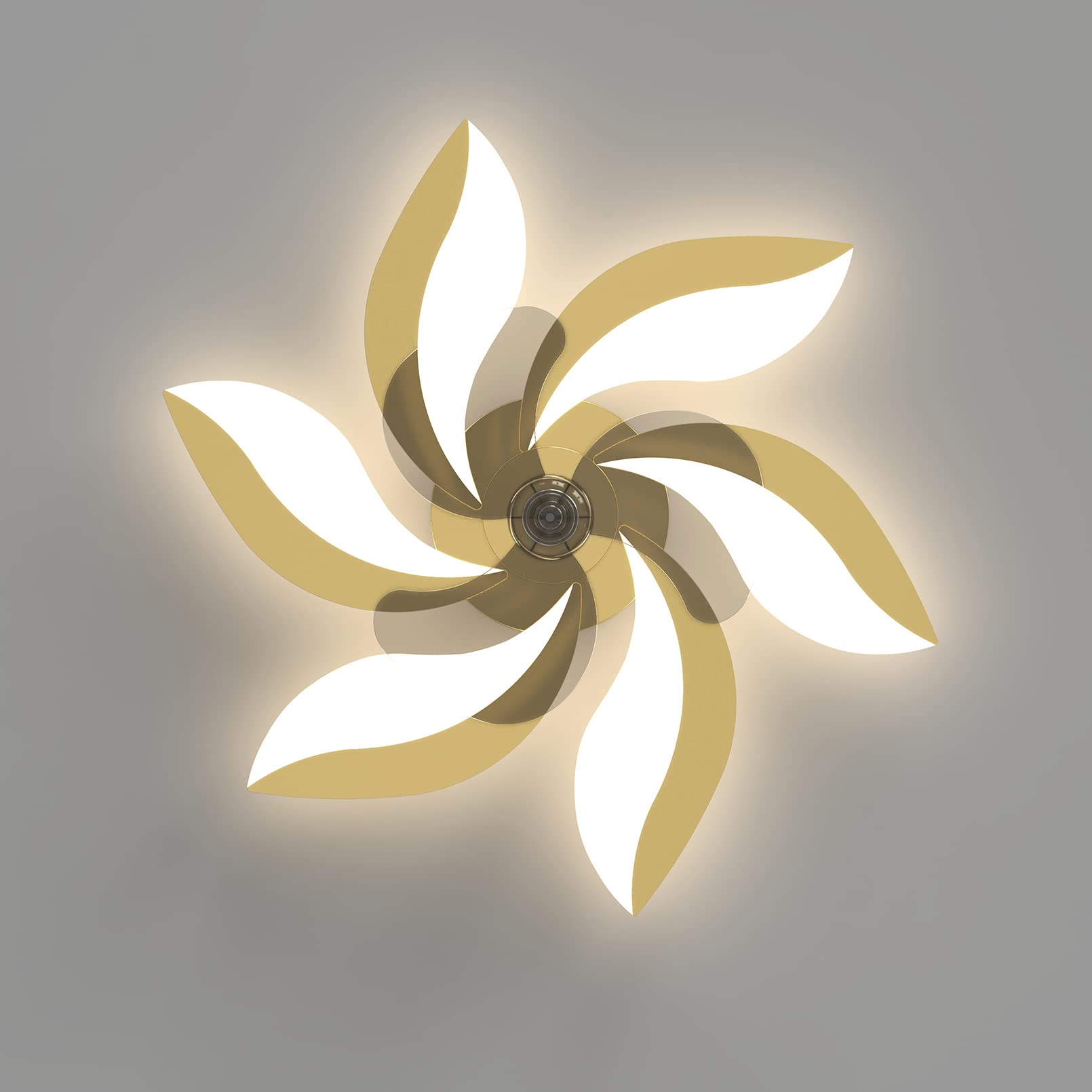 Modern Gold Ceiling Fan with Light & Remote Control - 6-Light LED Dimmable Chandelier for Bedroom, Dining Room & Living Room | Quiet Operation, Energy Efficient Lighting & Stylish Home Decor