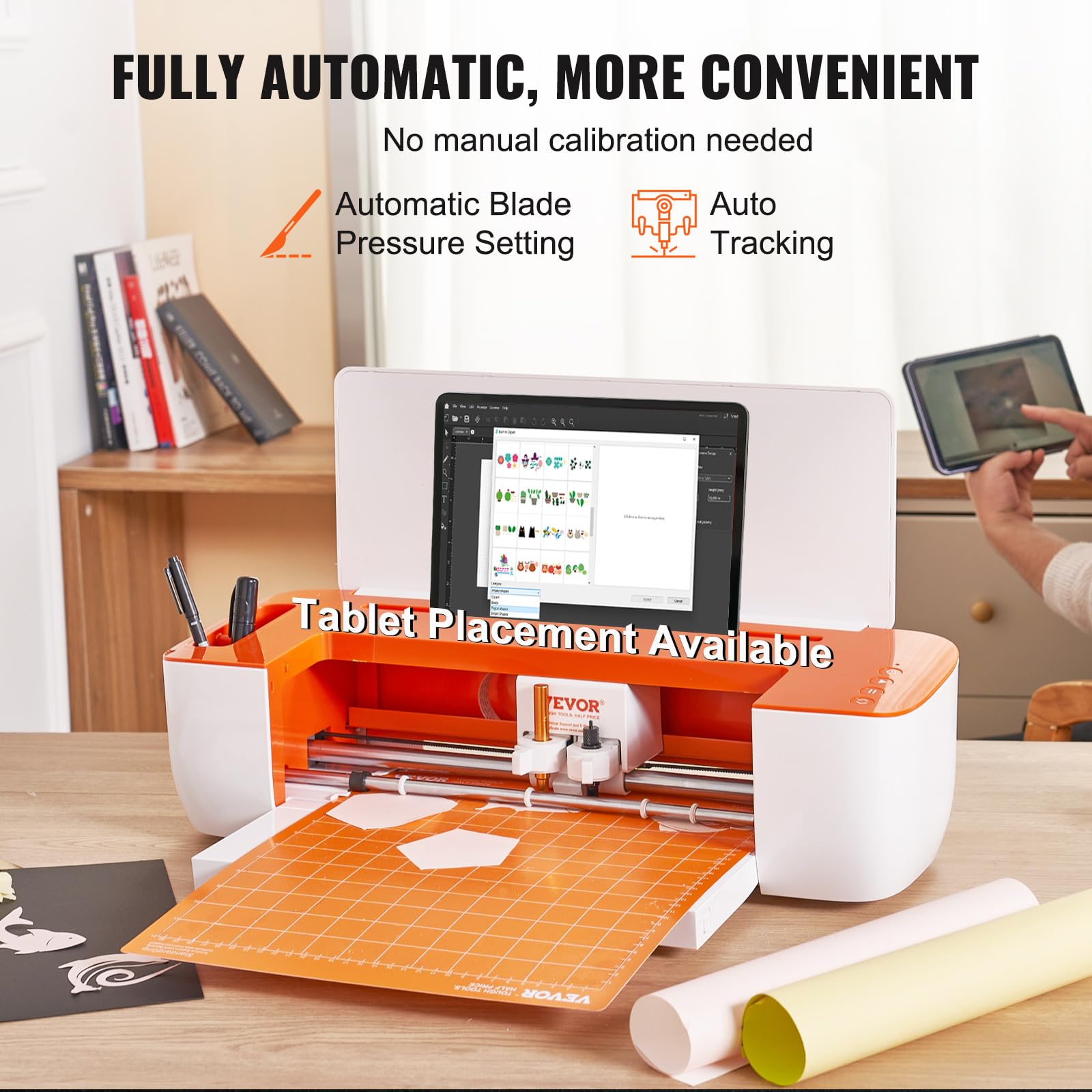 VEVOR Bluetooth Vinyl Cutter Machine - Compatible with iOS, Mac, Android & Windows - DIY Cutting Plotter with Massive Design Templates - Perfect for Custom Cards, Home Decor, Sign Making & Craft Projects
