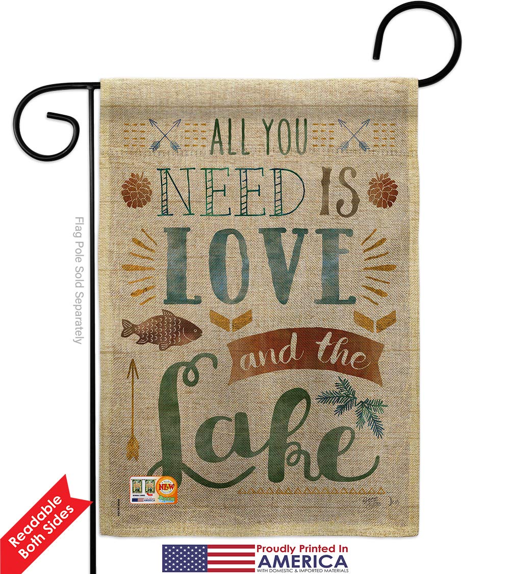 Rustic Lake Burlap Garden Flag Set - Double-Sided Outdoor Decor for Cabin & Yard