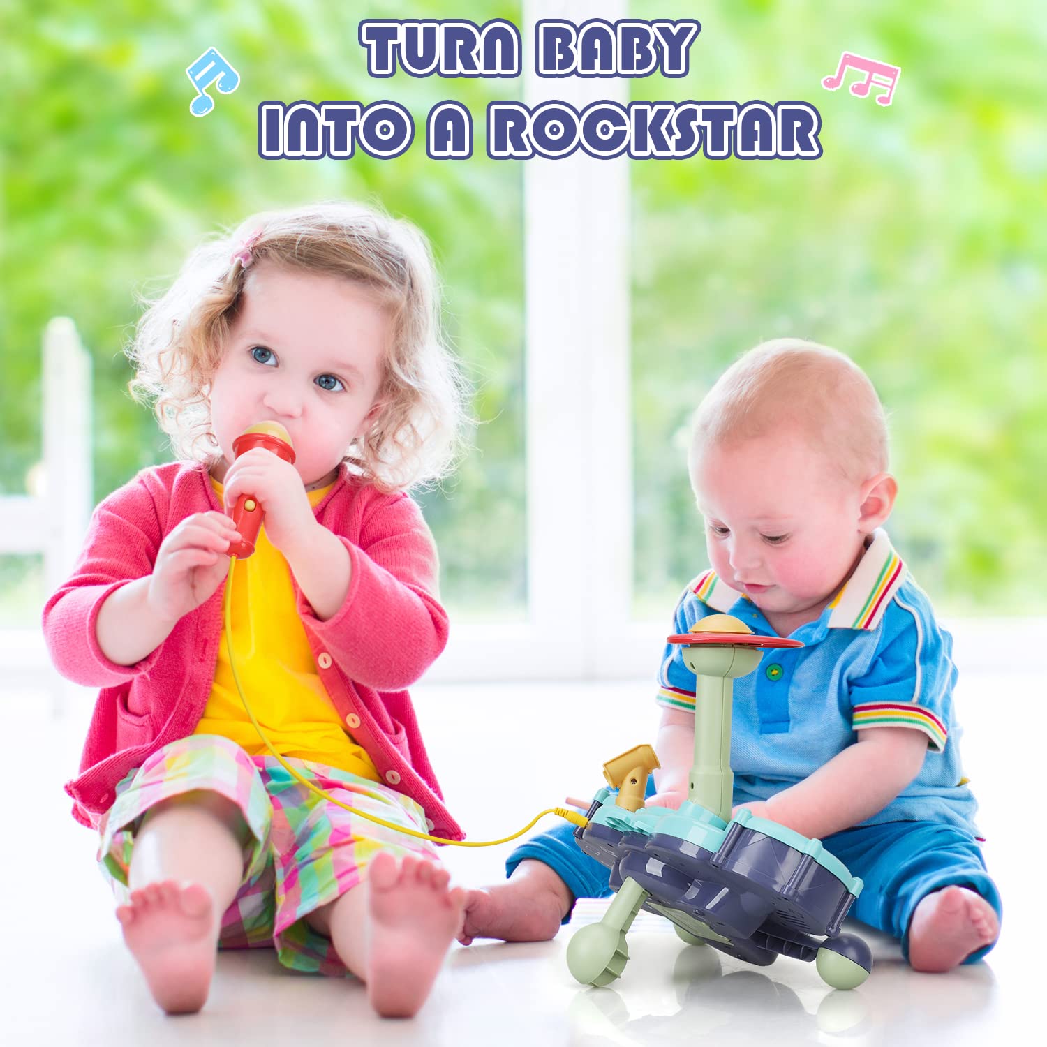 TOY Life 5-in-1 Musical Instrument Set for Toddlers 1-3 Years - Baby Drum Set, Keyboard & Microphone - Educational Toys for Boys & Girls - Perfect for Birthday Gifts & Early Childhood Music Development
