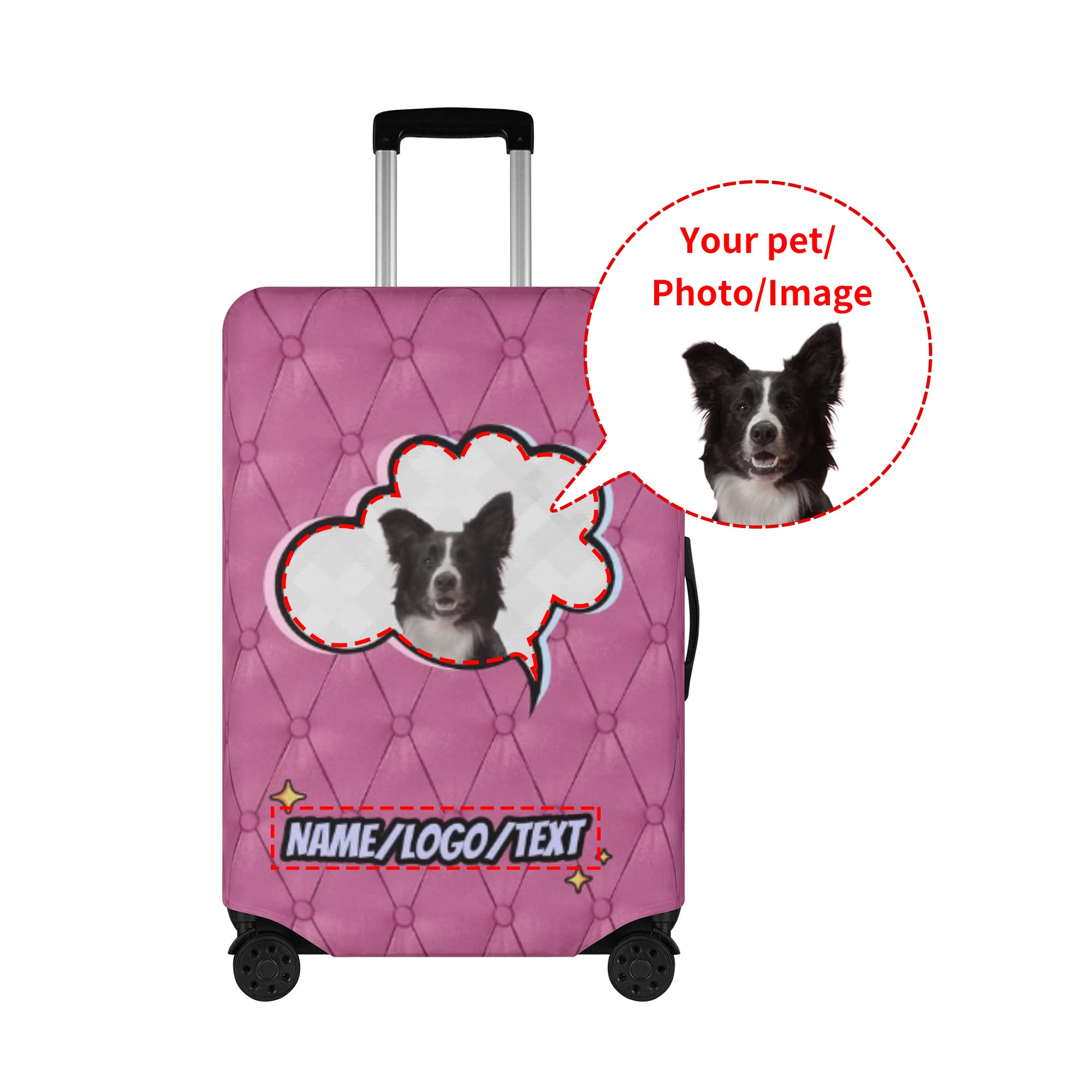 Custom Luggage Cover Personalized with Photo & Text - Creative Travel Suitcase Protector for 18-32 Inch Bags | Washable & Durable Baggage Cover | Perfect Gift for Family & Friends | Ideal for Airports, Vacations & Travel Adventures
