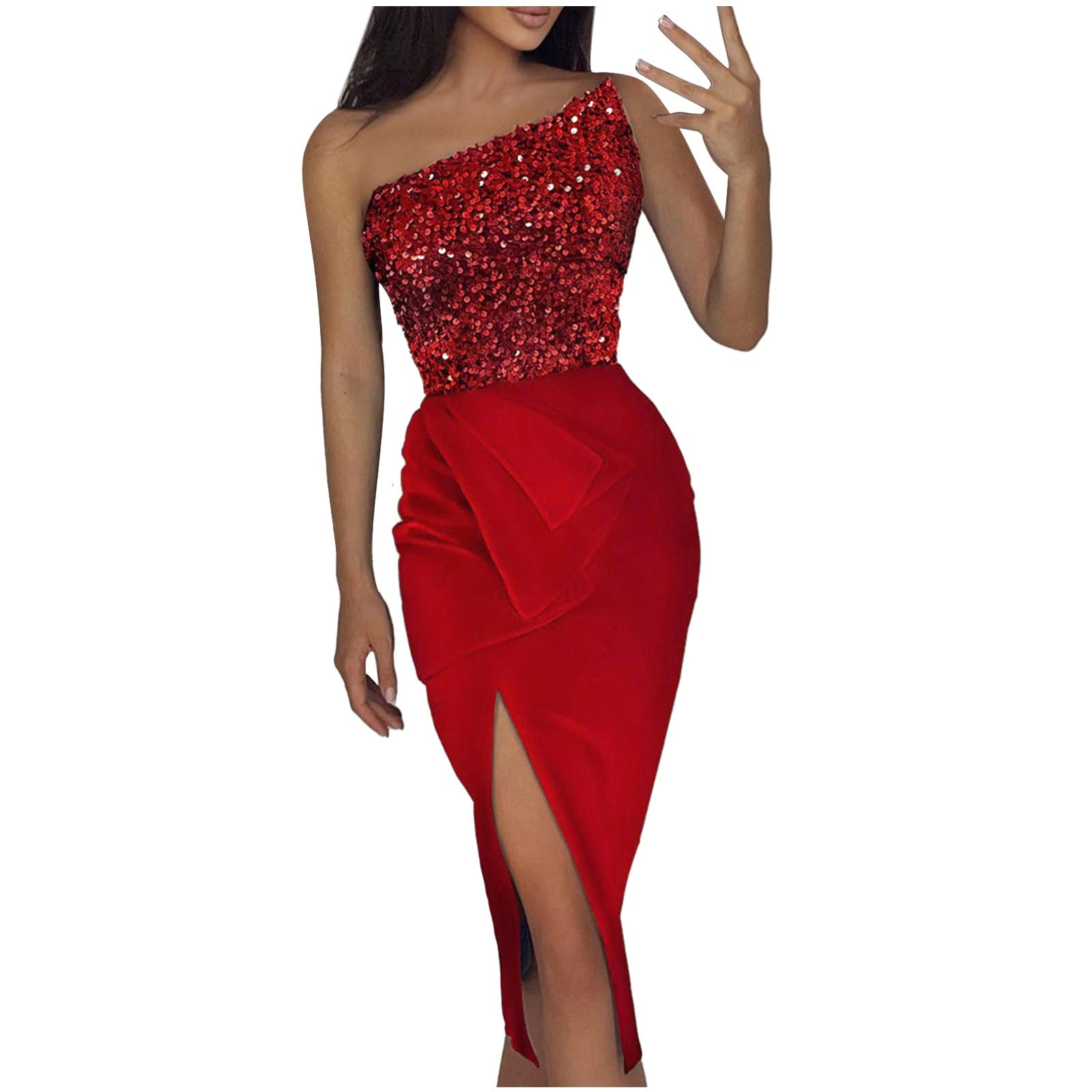 Twoker Autumn & Winter Sequin Evening Dress for Women - Sleeveless Designer Party Gown for Holiday, Wedding, and Special Occasions