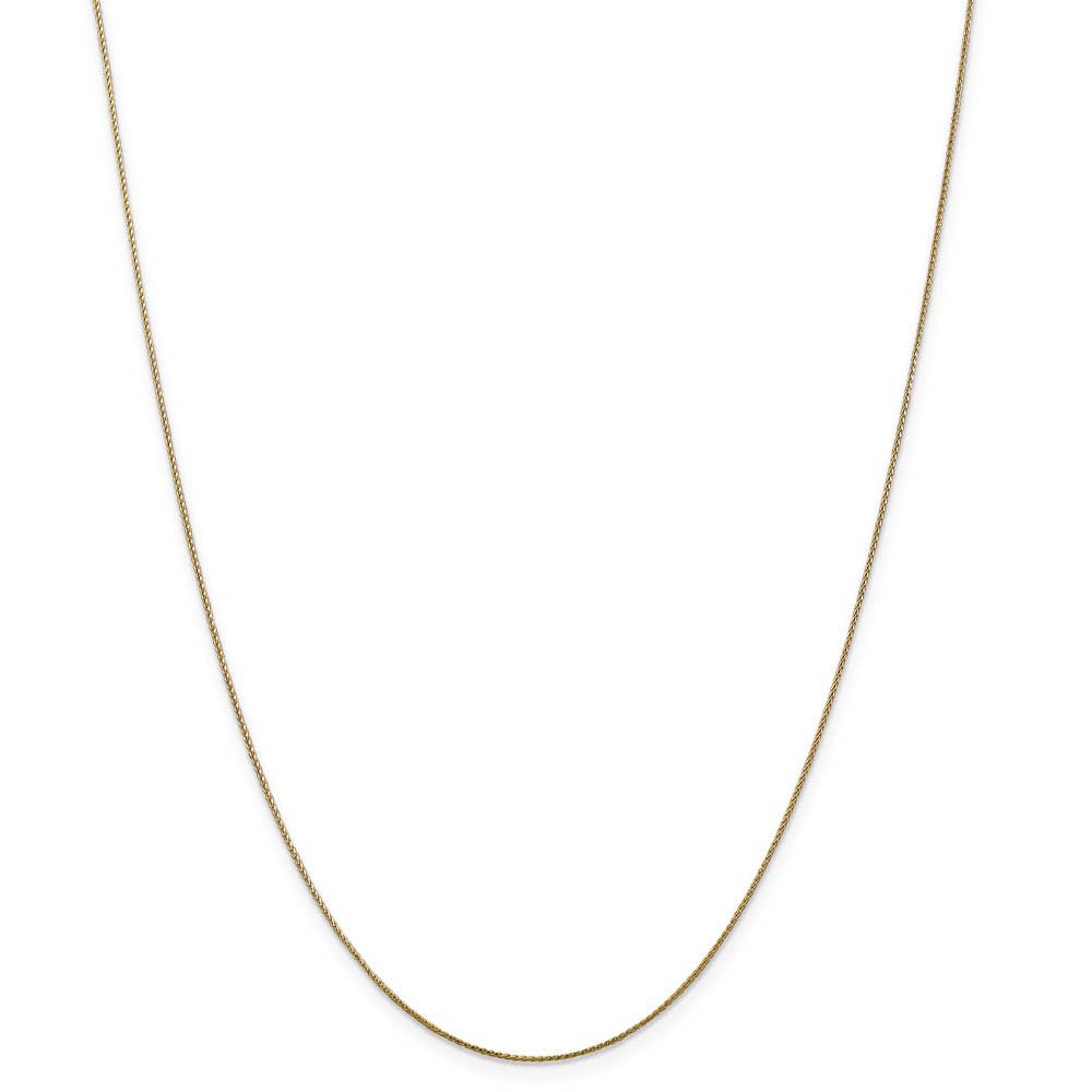 14k Yellow Gold Black Bow 0.65mm Diamond Cut Spiga Chain Necklace for Elegant Evening Wear
