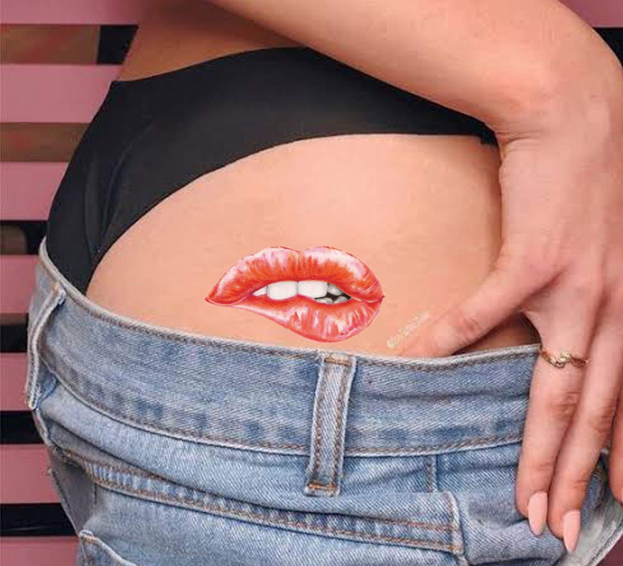 3D Temporary Tattoo Stickers for Men & Women - Waterproof Fake Tattoos with Flowers, Butterflies, Stars & Dark Desire Designs - Realistic Body Art for Adults & Teens (19x9cm) - Perfect for Parties, Halloween, Cosplay & Honeymoon Looks