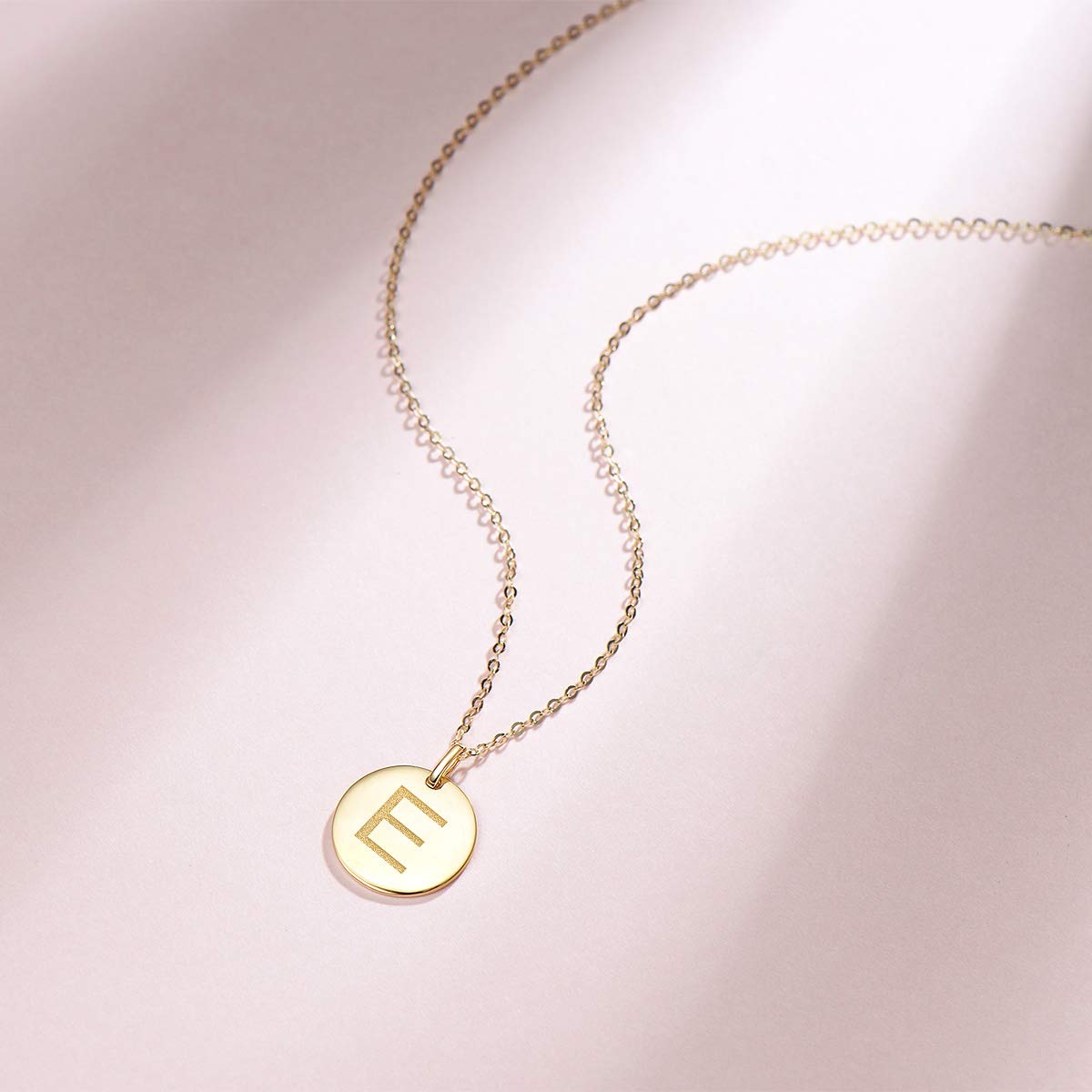 14K Solid Gold Initial Necklace for Women - Small Monogram Letter Pendant, 18