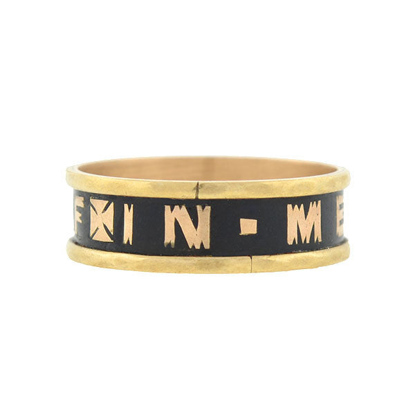 Victorian Style 9kt Gold & Enamel Memorial Mourning Ring - Elegant Keepsake for Remembrance, Sympathy Gifts & Historical Jewelry Collection