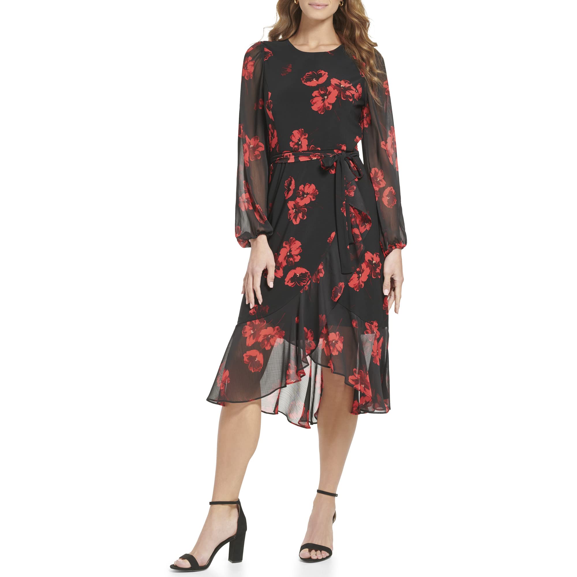 Tommy Hilfiger Women's Long Sleeve Trapeze Dress - Flowy A-Line Casual & Party Wear for Fall/Winter Season