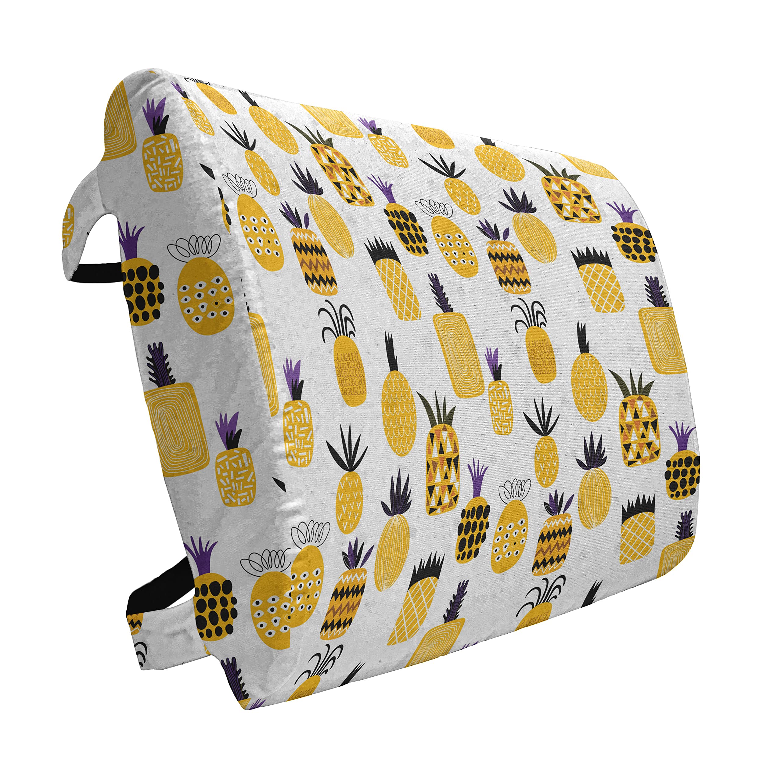 Ambesonne Yellow Lumbar Support Pillow - Abstract Pineapple Beach Fruit Design, High Density Foam for Office Chair & Car Seat (14