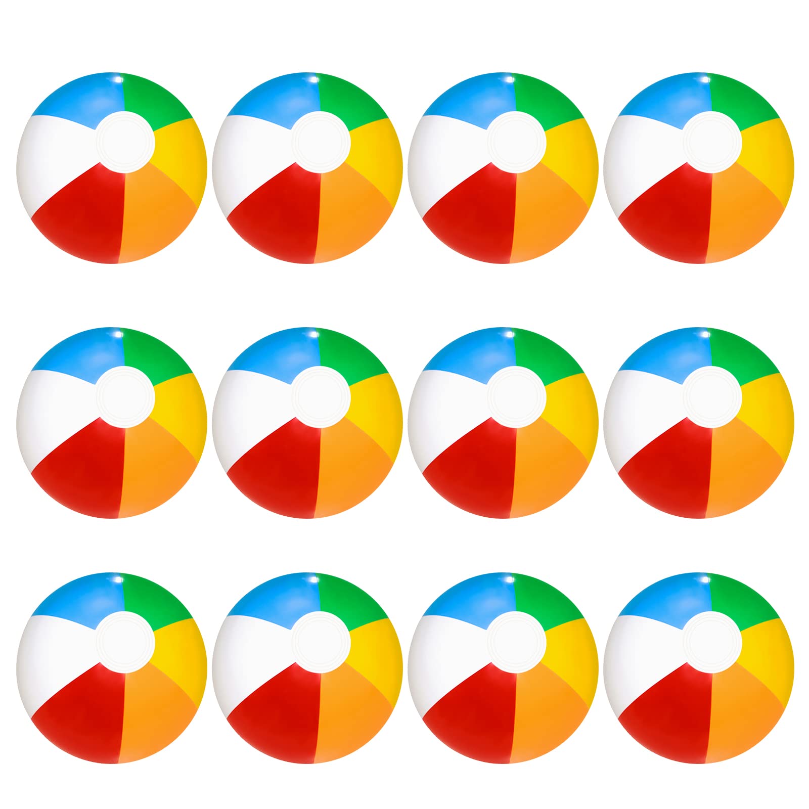 SEEROOTOYS 12 Pack Inflatable Rainbow Beach Balls (12/16 Inch) - Summer Water Toys for Kids, Pool Party Games, Birthday Party Supplies - Perfect for Beach, Pool, Backyard & Outdoor Water Play