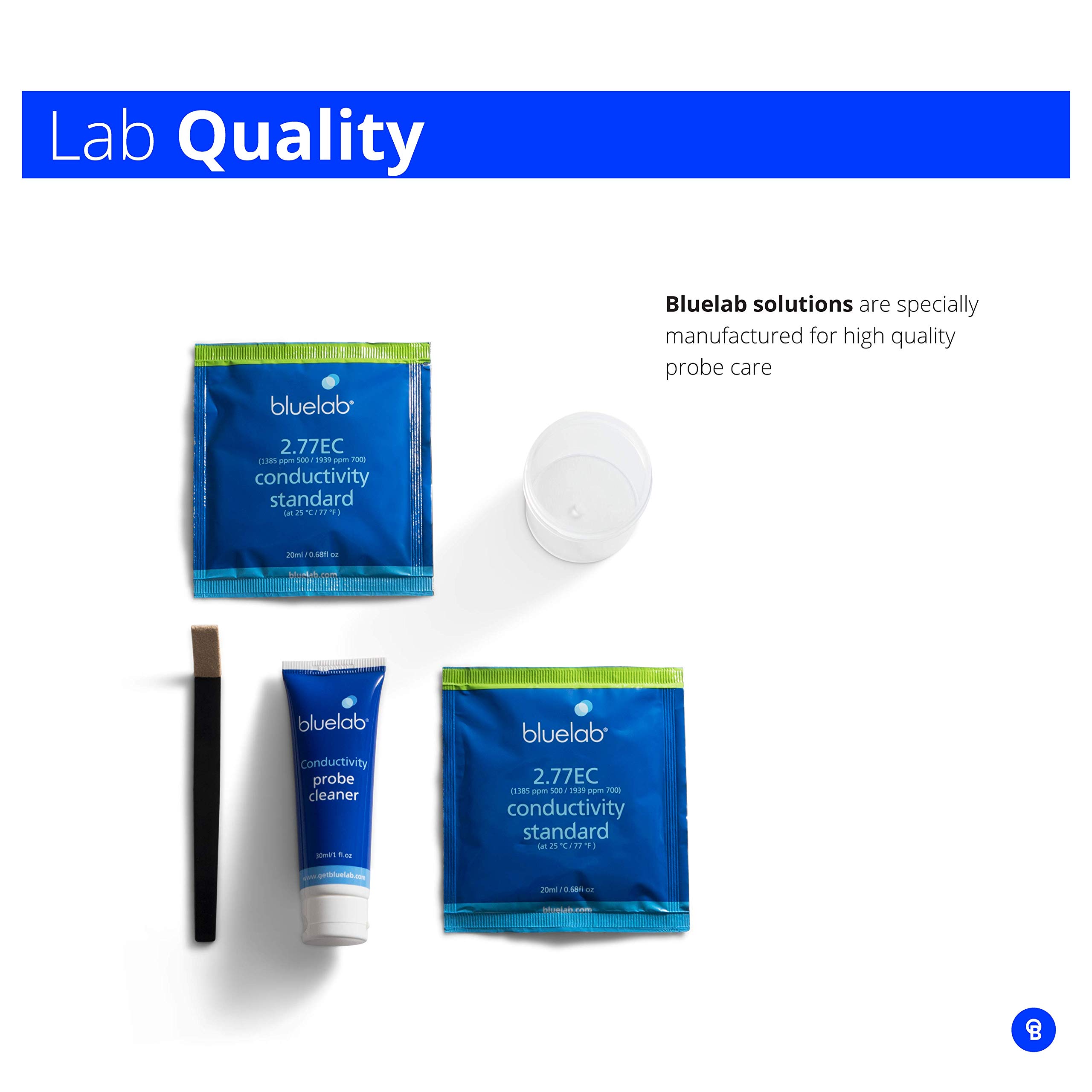 Bluelab CAREKITCON Conductivity Probe Care Kit with EC Solution & Cleaner – for TDS Pens, Meters, Monitors & Hydroponic Tools – Essential for Hydroponic Systems & Indoor Plant Growth – Perfect for Greenhouses, Grow Rooms & Home Gardening
