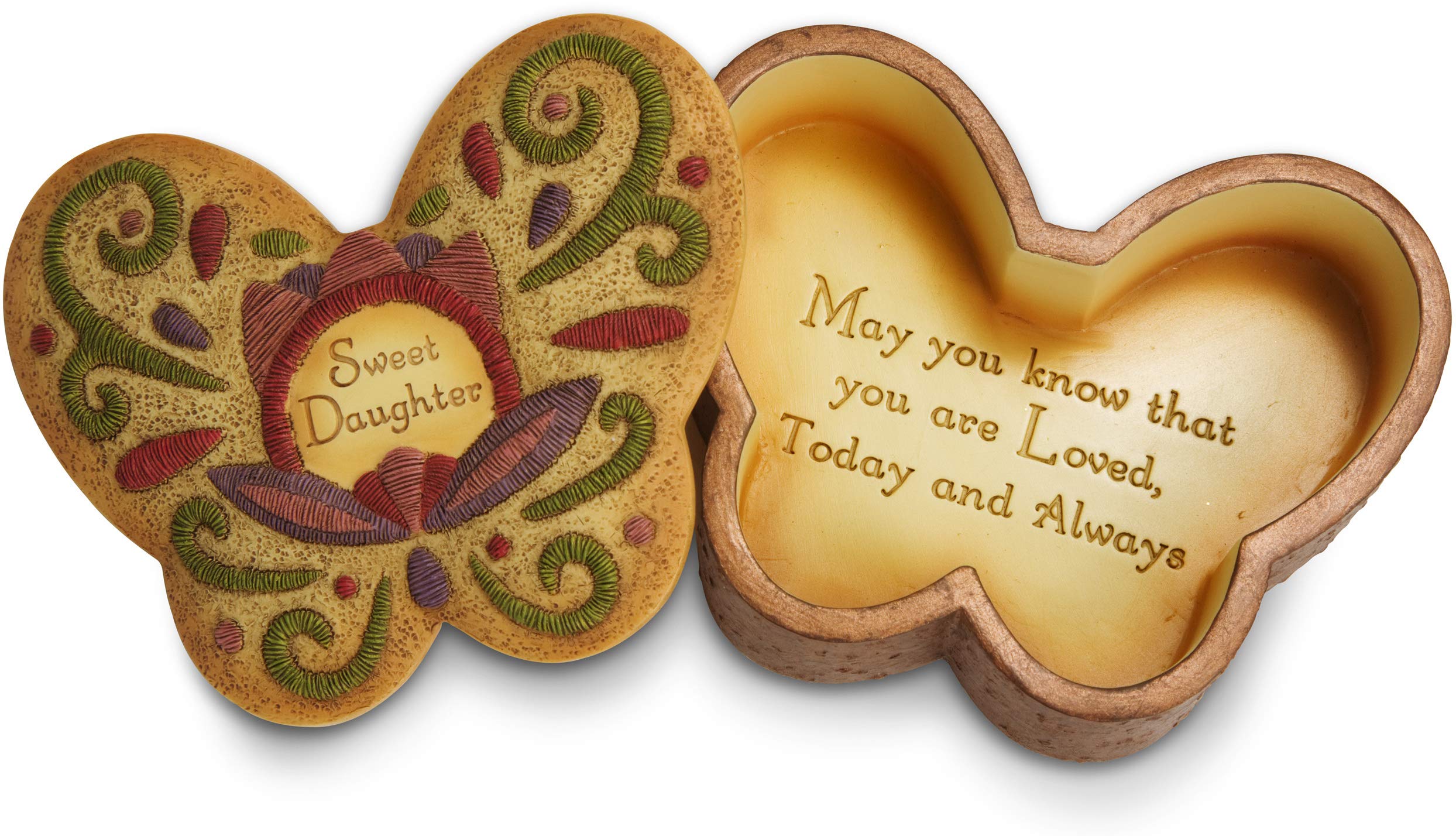 Sweet Daughter Decorative Gift Box - 3.75 Inch Keepsake Jewelry Trinket Storage - Perfect for Birthday, Anniversary & Valentine's Day Gifts - Pavilion Gift Company 29077
