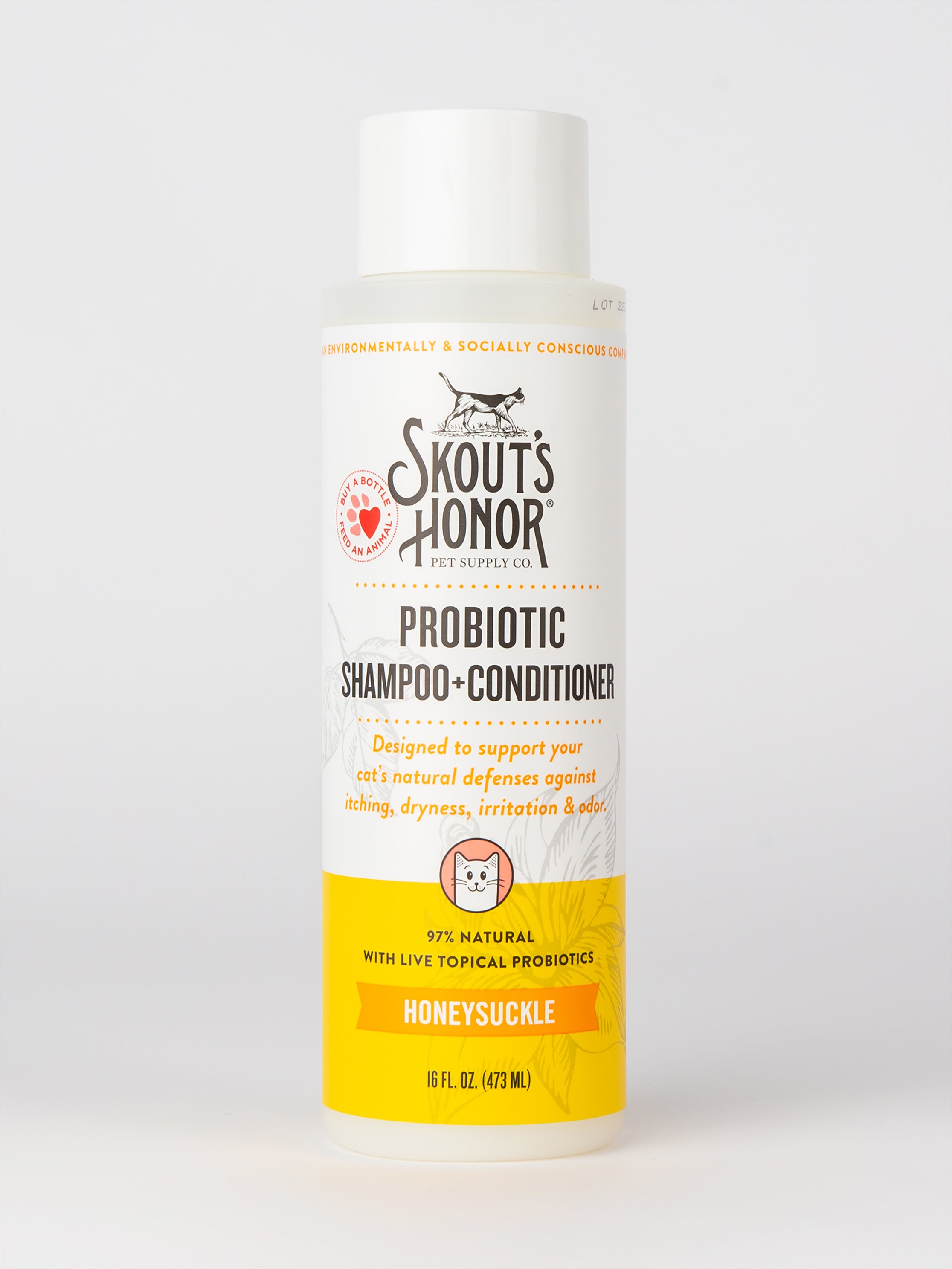 Natural Honeysuckle Cat Probiotic Shampoo & Conditioner Set - Gentle Fur Care for Sensitive Skin - Perfect for Bathing & Grooming at Home
