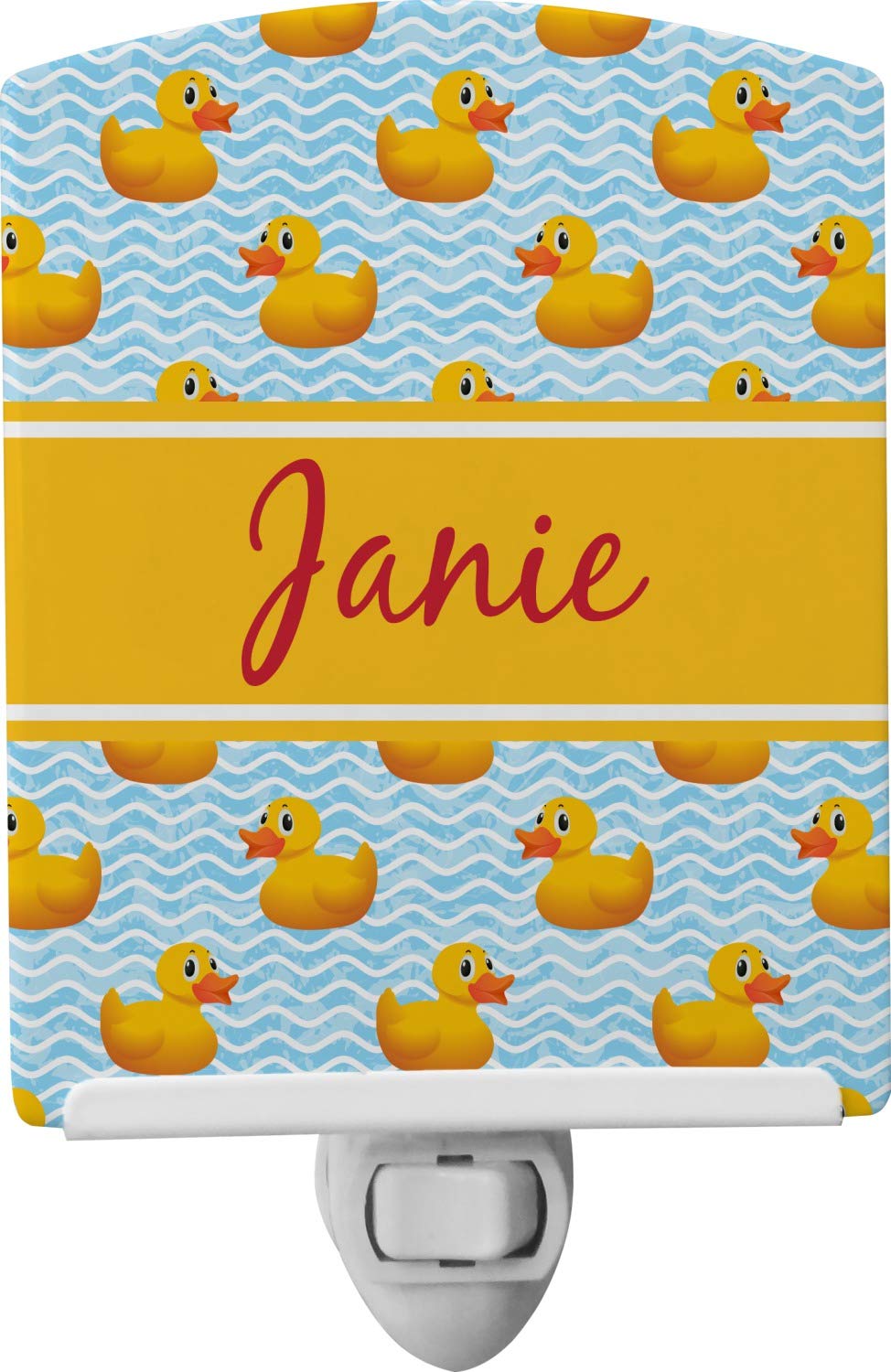 Personalized Rubber Duck Ceramic Night Light - Cute LED Nursery Decor for Kids Room, Baby Shower Gift, Bathroom & Bedroom Nightlight