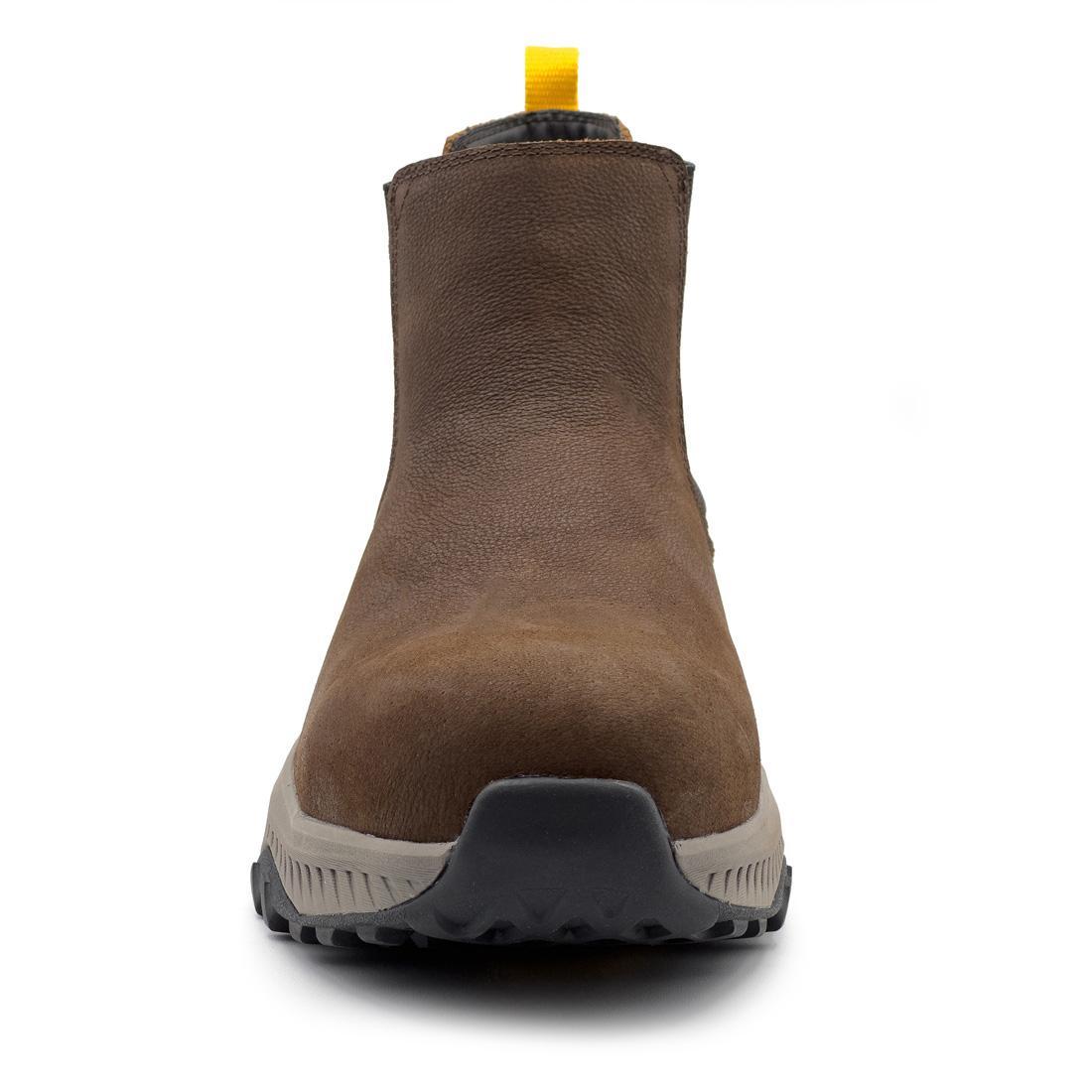 Summit Trail Composite Toe Chelsea Work Boots for Men - Brown Leather Safety Shoes for Construction & Outdoor Work | Slip Resistant & Comfortable