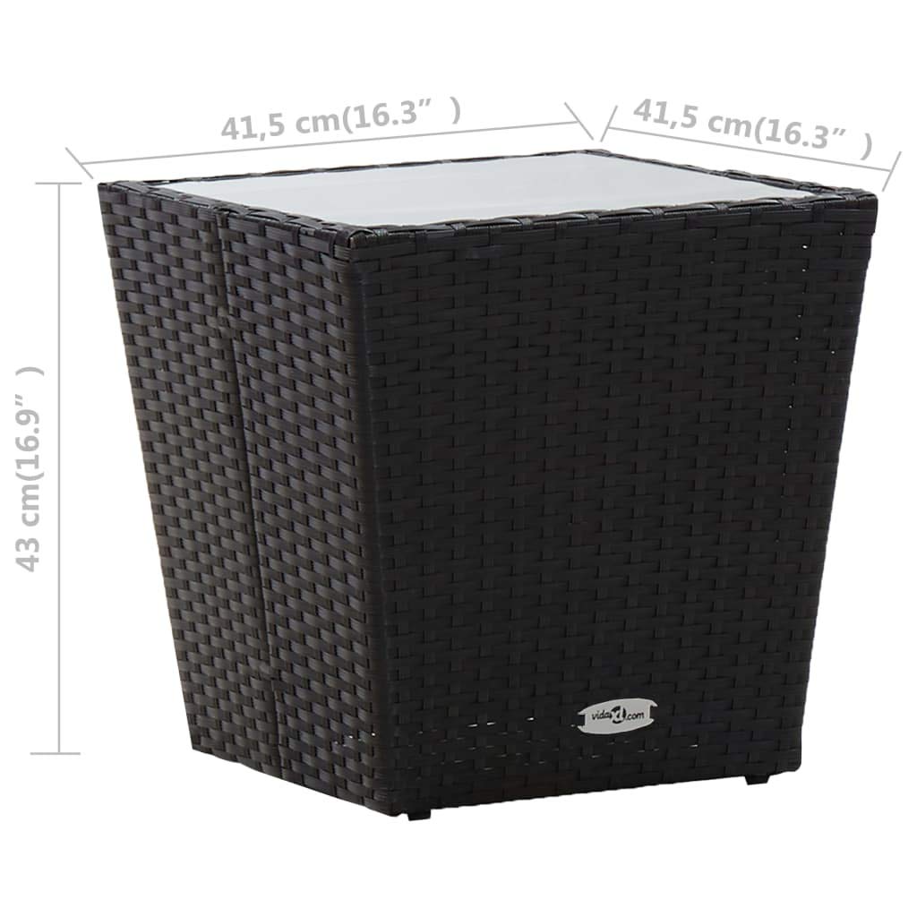 Outdoor Rattan Coffee Table with Tempered Glass Top - 16.3