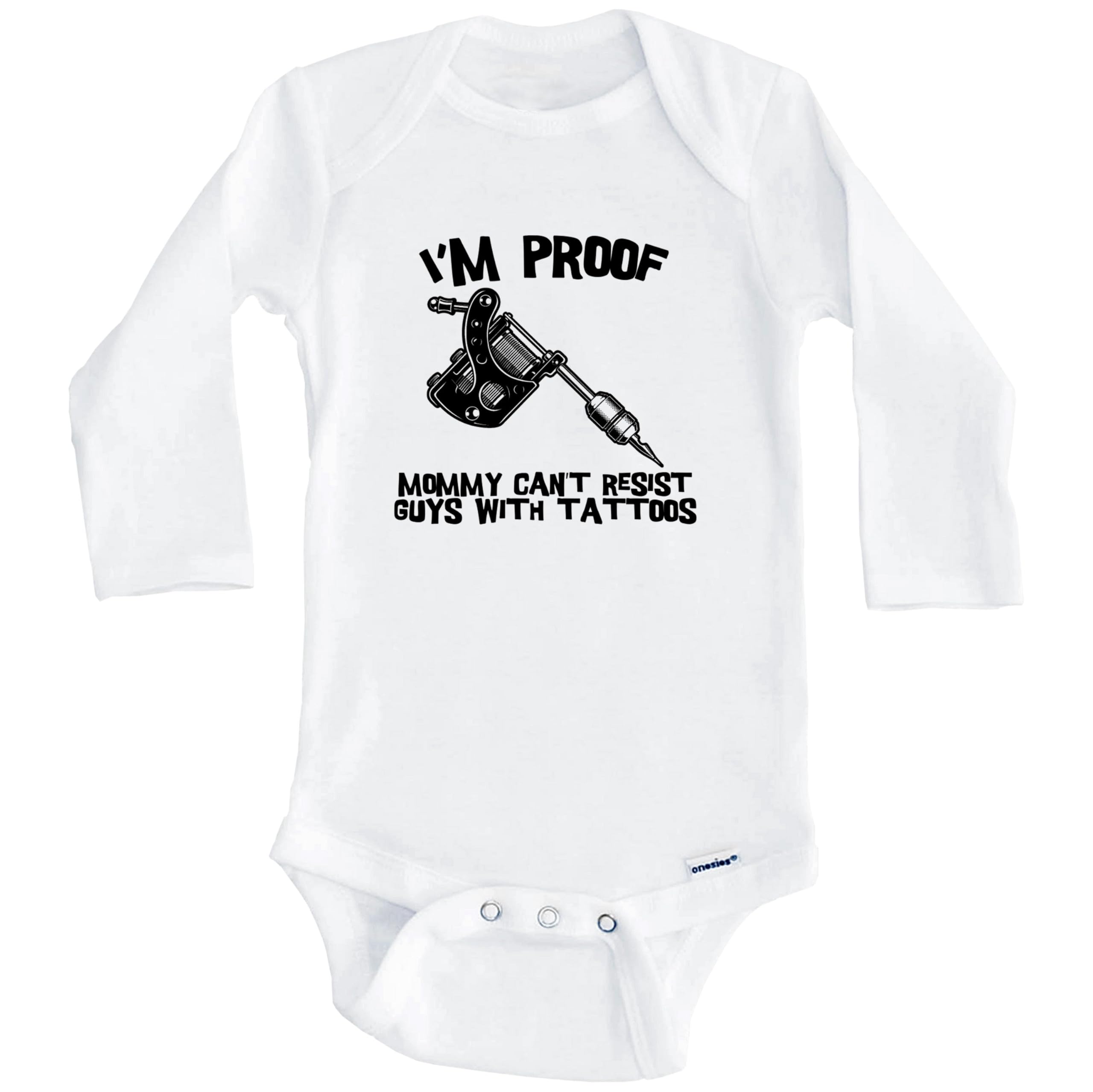 Funny 'Mommy Can't Resist Guys with Tattoos' Baby Bodysuit - Long Sleeve One-Piece Outfit for Infants | Cute Humorous Gift for New Parents & Tattoo Lovers | Perfect for Playdates, Photo Shoots & Family Events