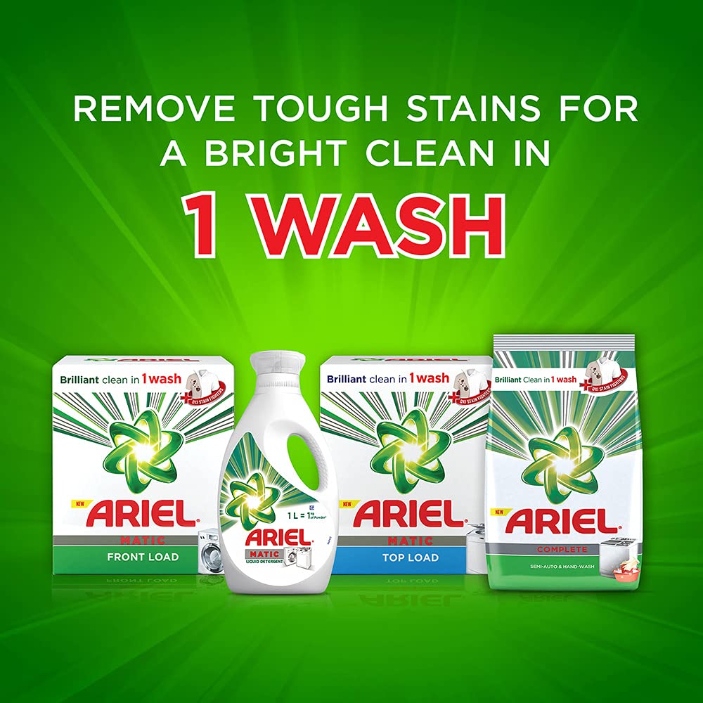 Ariel Matic Front Load Washing Machine Detergent Powder - 1kg (1 Pack) | High Efficiency HE Laundry Detergent for Stain Removal | Perfect for Front Load Washers & Sensitive Skin