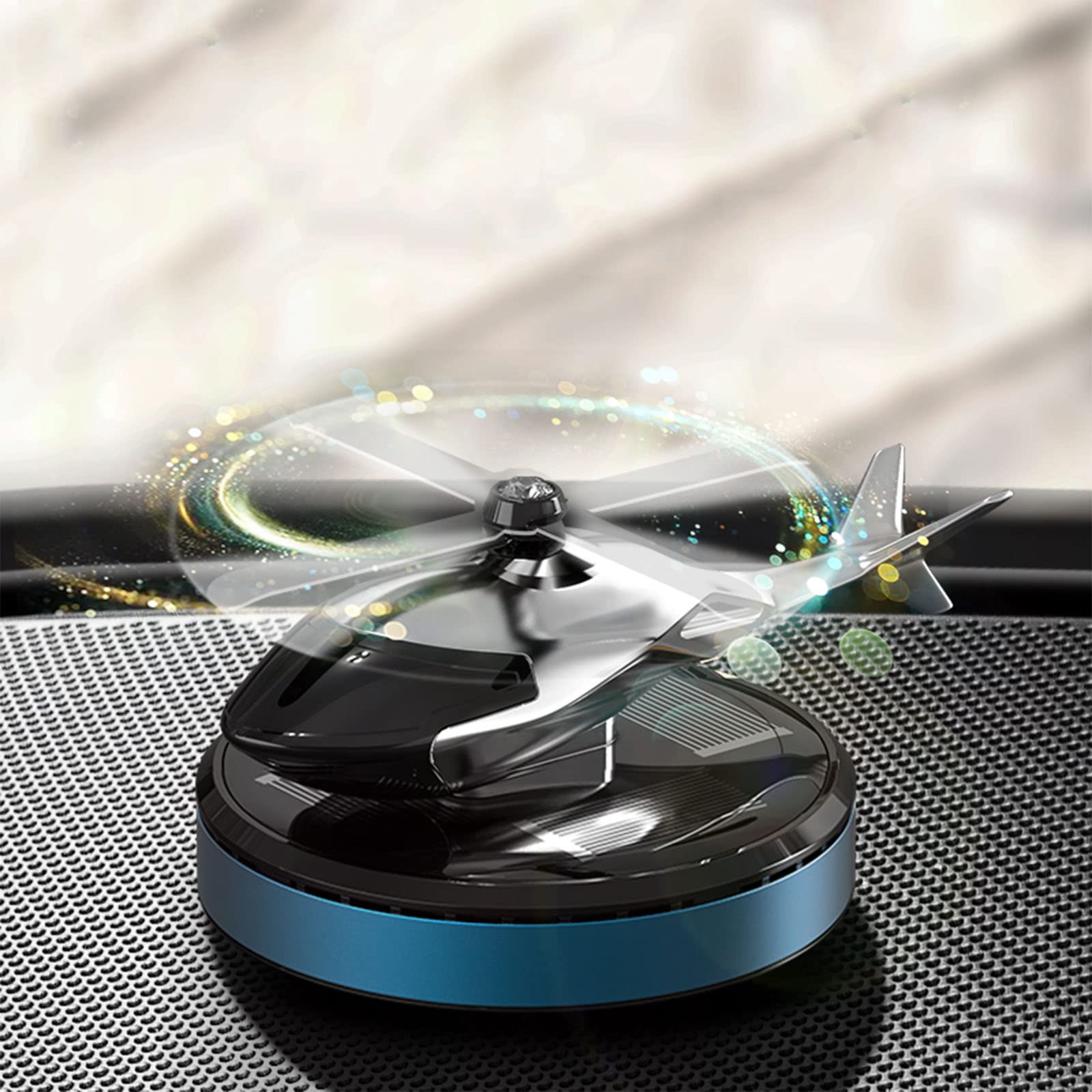 Solar-Powered Rotating Helicopter & Airplane Car Air Freshener - Floral Scent (Lilies & Roses) | Novelty Auto Accessory for Car, Office & Home Decor