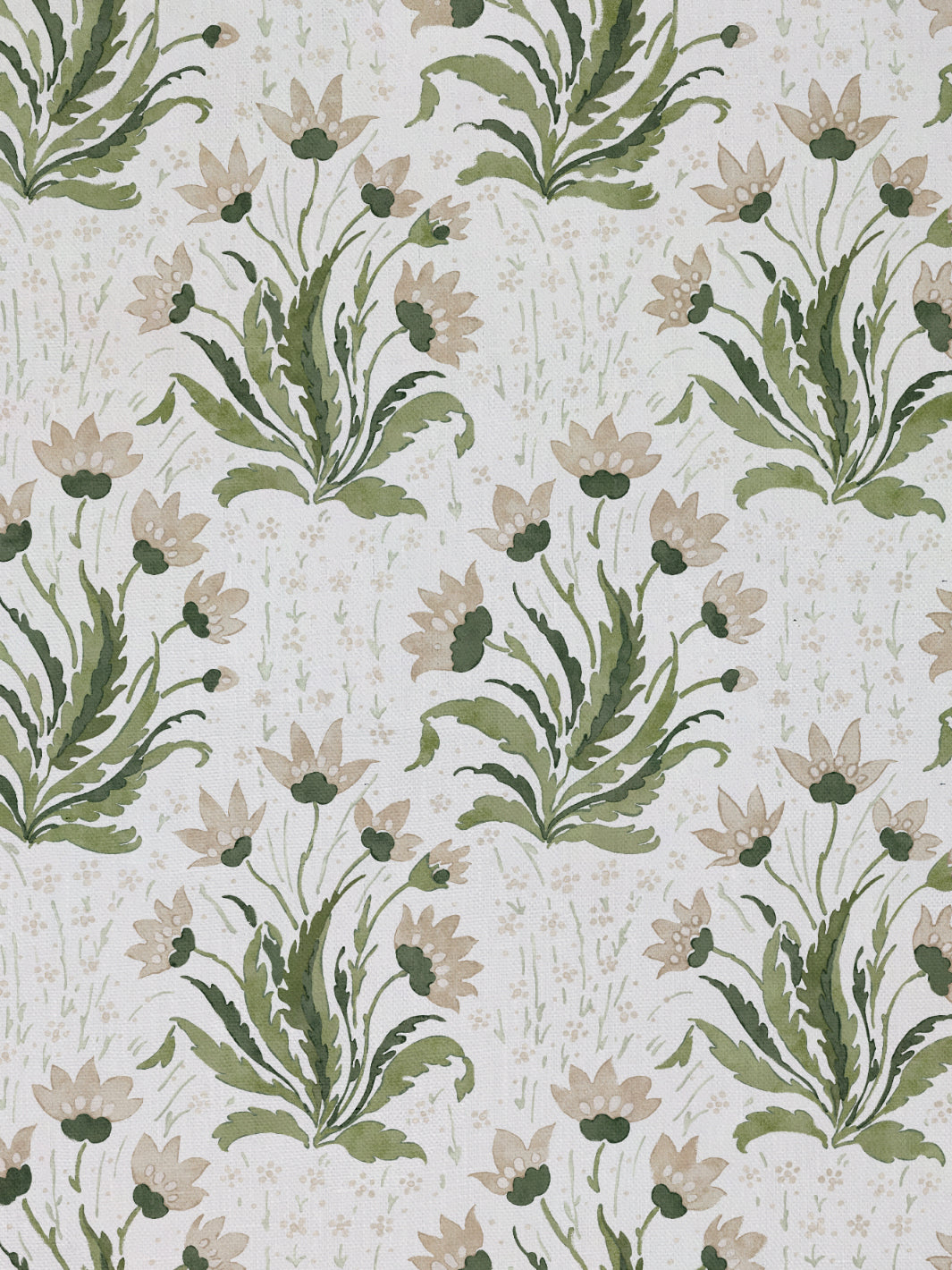 Nathan Turner Hillhouse Floral Multi Linen Fabric - Neutral Green for Home Decor, Upholstery & DIY Sewing Projects