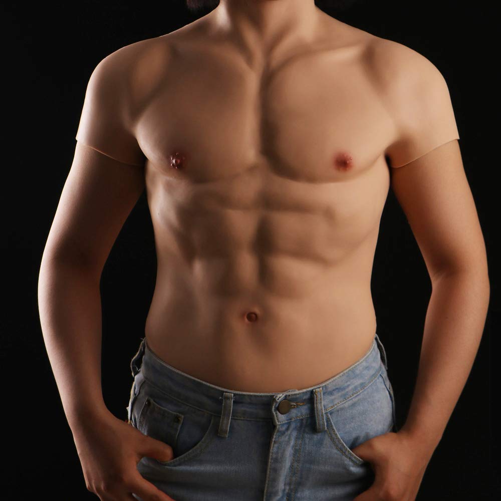 Realistic Silicone Male Chest Muscle Suit - Half-Body Fake Muscle Costume for Cosplay, Crossdressing & Halloween Costumes | Perfect for Cosplayers, Drag Performers & Costume Parties