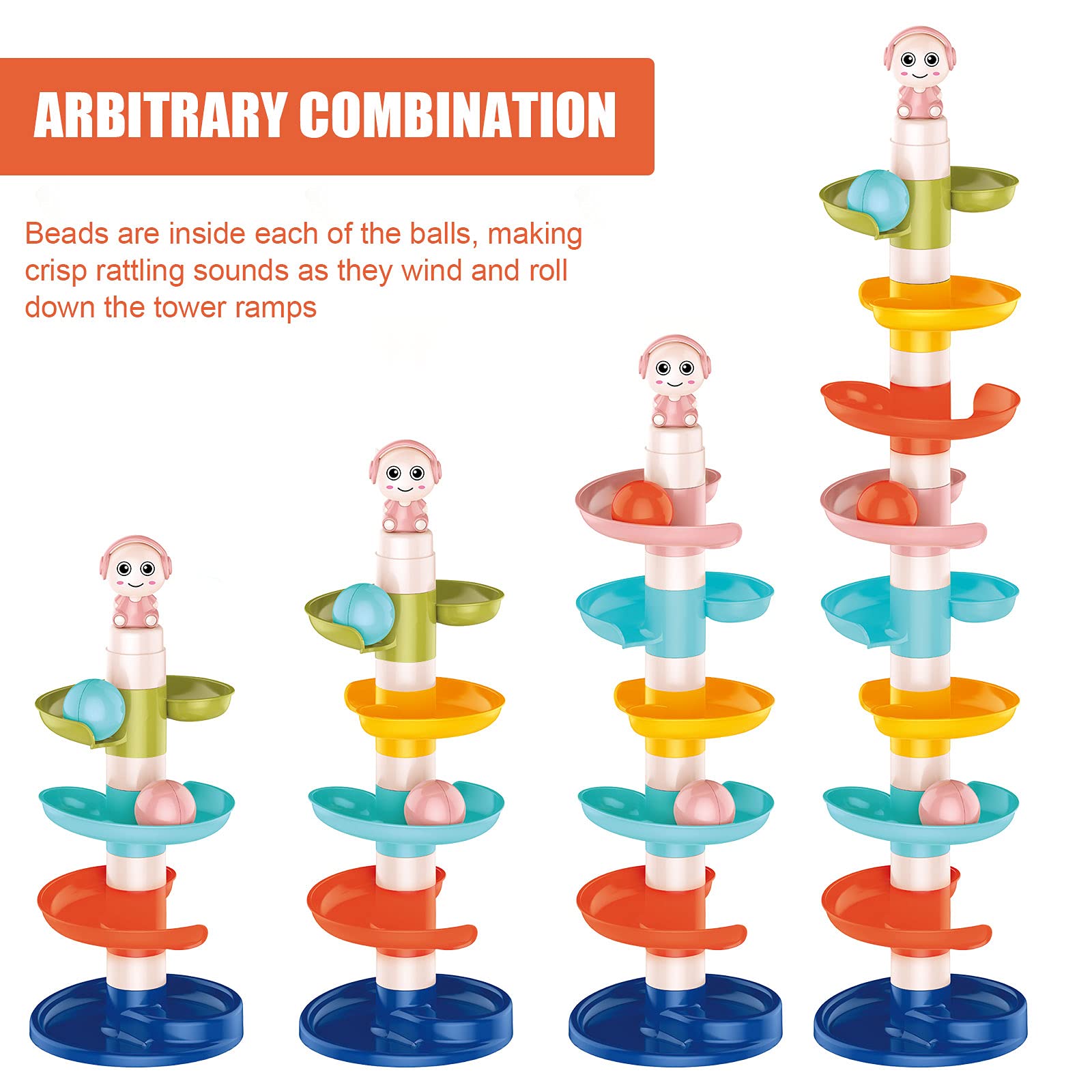 9 Layer Roll & Swirl Ball Drop Tower Toy for Toddlers 1-3 Years - 3 Balls Included - Educational Learning & Developmental Activity Toy - Perfect for Birthday Gifts & Early Childhood STEM Play