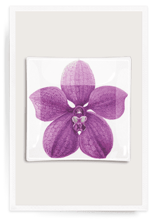 Purple Orchid Decoupage Glass Tray - Elegant Serving Tray for Tea, Coffee, Breakfast or Home Decor