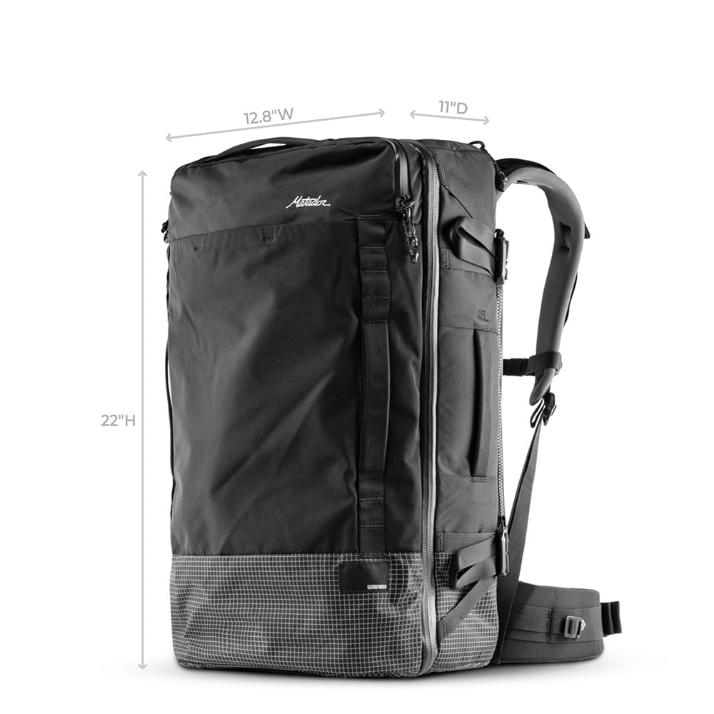 Matador Globerider45 Travel Backpack - 45L Lightweight Waterproof Hiking Backpack for Men & Women - Perfect for Camping, Backpacking & Adventure Travel