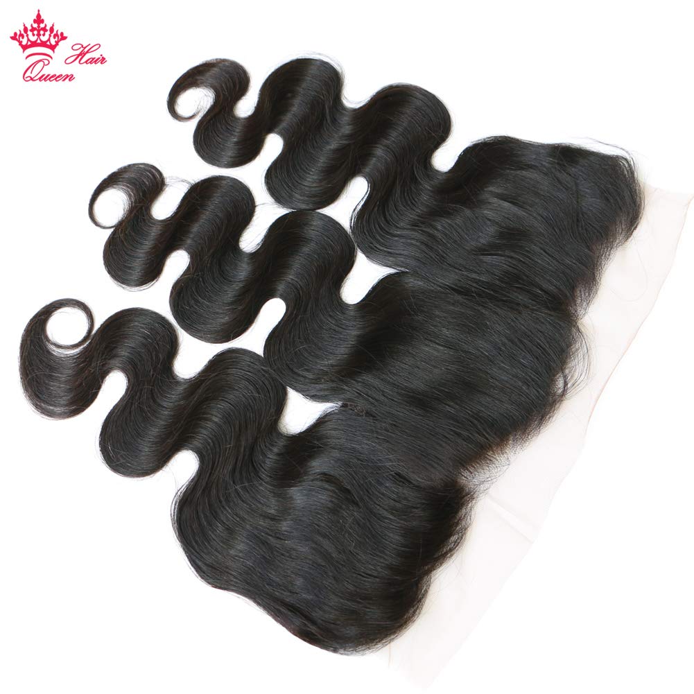 100% Virgin Unprocessed Human Hair 13x4 Lace Frontal - Queen Hair Body Wave Ear to Ear Free Part Natural Black (12 Inches) | Perfect for Protective Styles, Weaves & Everyday Glam
