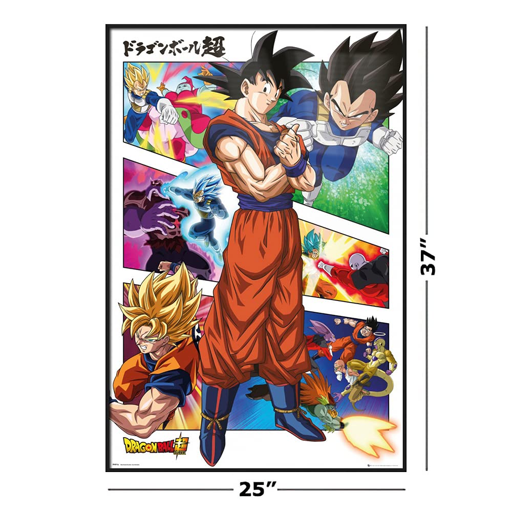 Dragon Ball Super Anime Manga Poster - Goku Action Panels Framed Wall Art (24x36 Inches) - Perfect for Anime Bedroom Decor, Gaming Room & Otaku Gifts