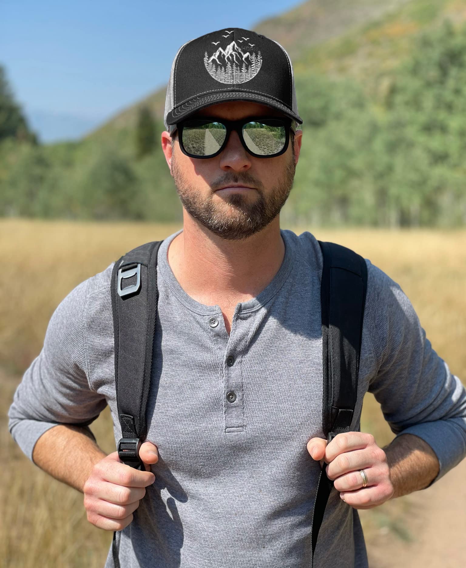 Best Trucker Hat for Outdoor Adventures - Mountain Edition for Hiking, Camping & Travel | Adjustable Mesh Back Cap