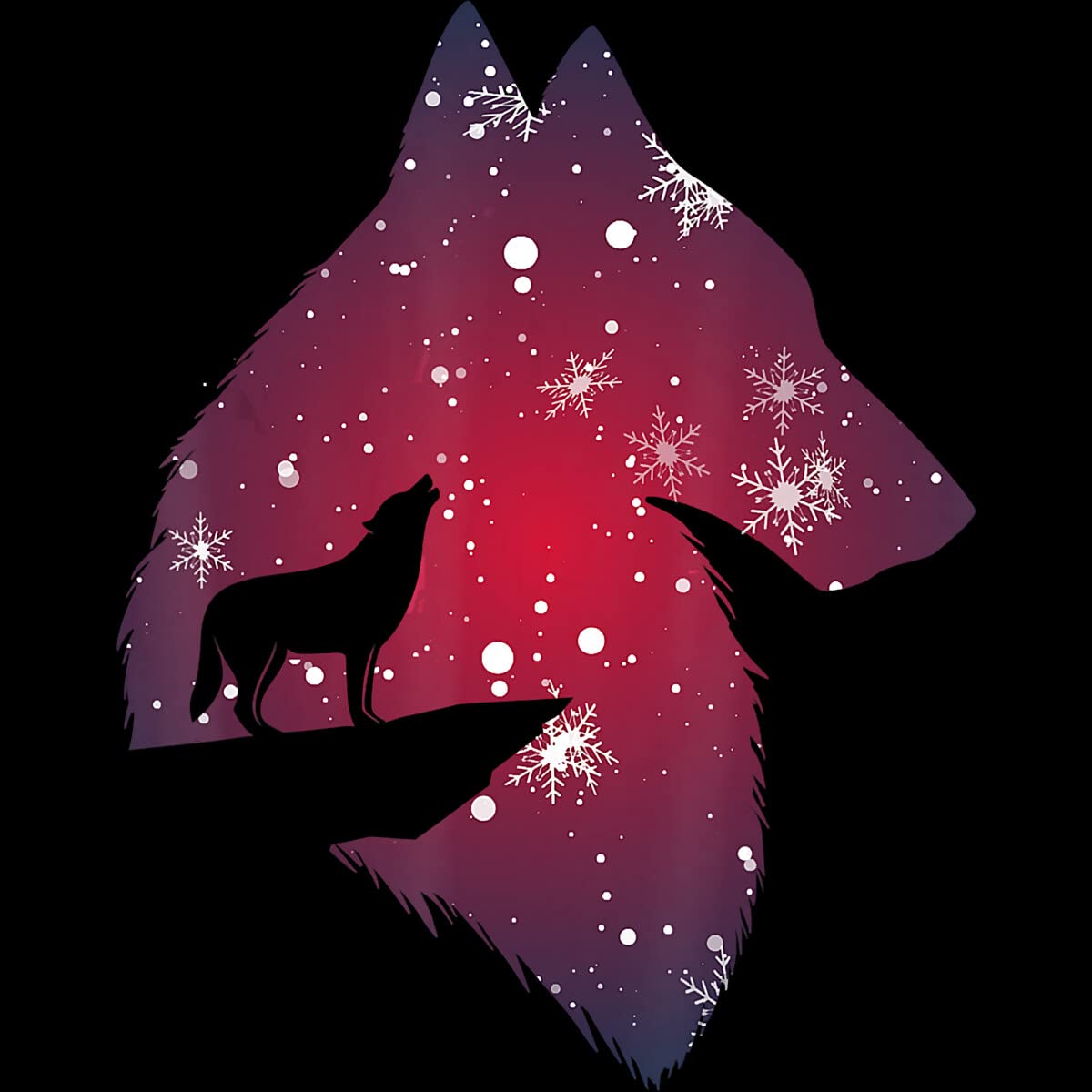 Funny Christmas Wolf with Snowfall Graphic T-Shirt for Women, Adults, Kids | Holiday Gift & Casual Wear by NekoShop