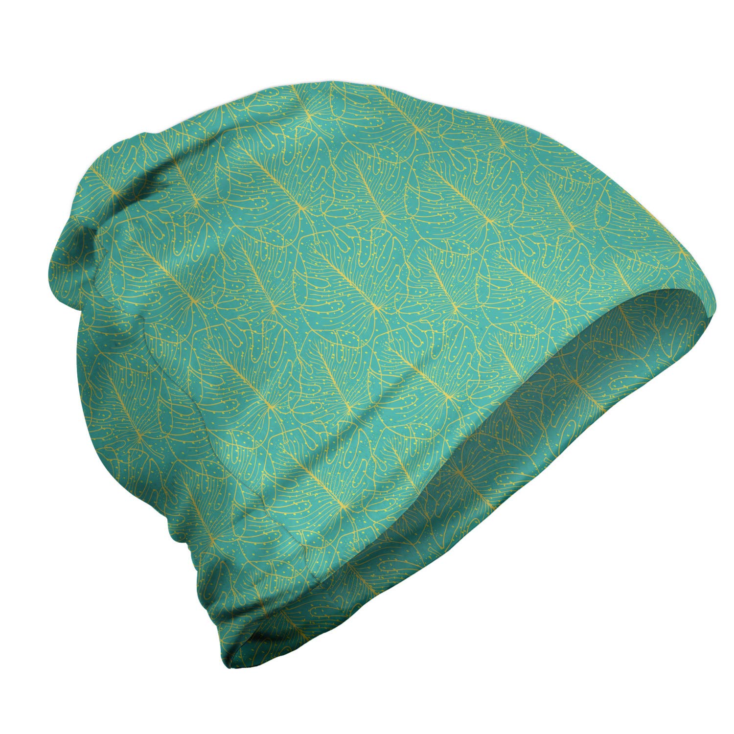 Ambesonne Unisex Beanie - Tropical Monstera Leaf & Spots Design - Soft Winter Hat for Men & Women - Perfect for Hiking, Camping & Outdoor Activities in Cold Weather