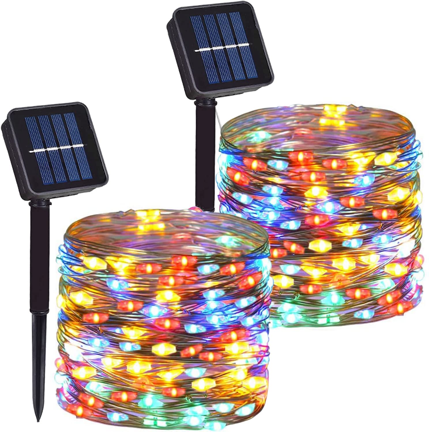 2 Pack 200 LED Solar Fairy Lights Outdoor Waterproof - 8 Lighting Modes Copper Wire String Lights for Garden, Patio, Yard, Christmas Decorations | Perfect for Parties, Weddings & Backyard Lighting