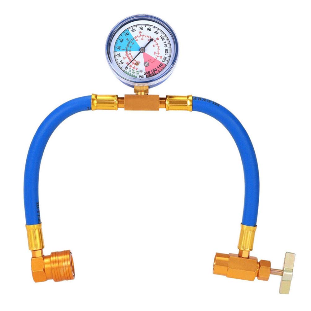 Garneck R134A Auto AC Refrigerant Recharge Hose Kit with Gauge - Professional Car Air Conditioner & Refrigerator Charging Tool for Vehicle & Home Cooling Systems