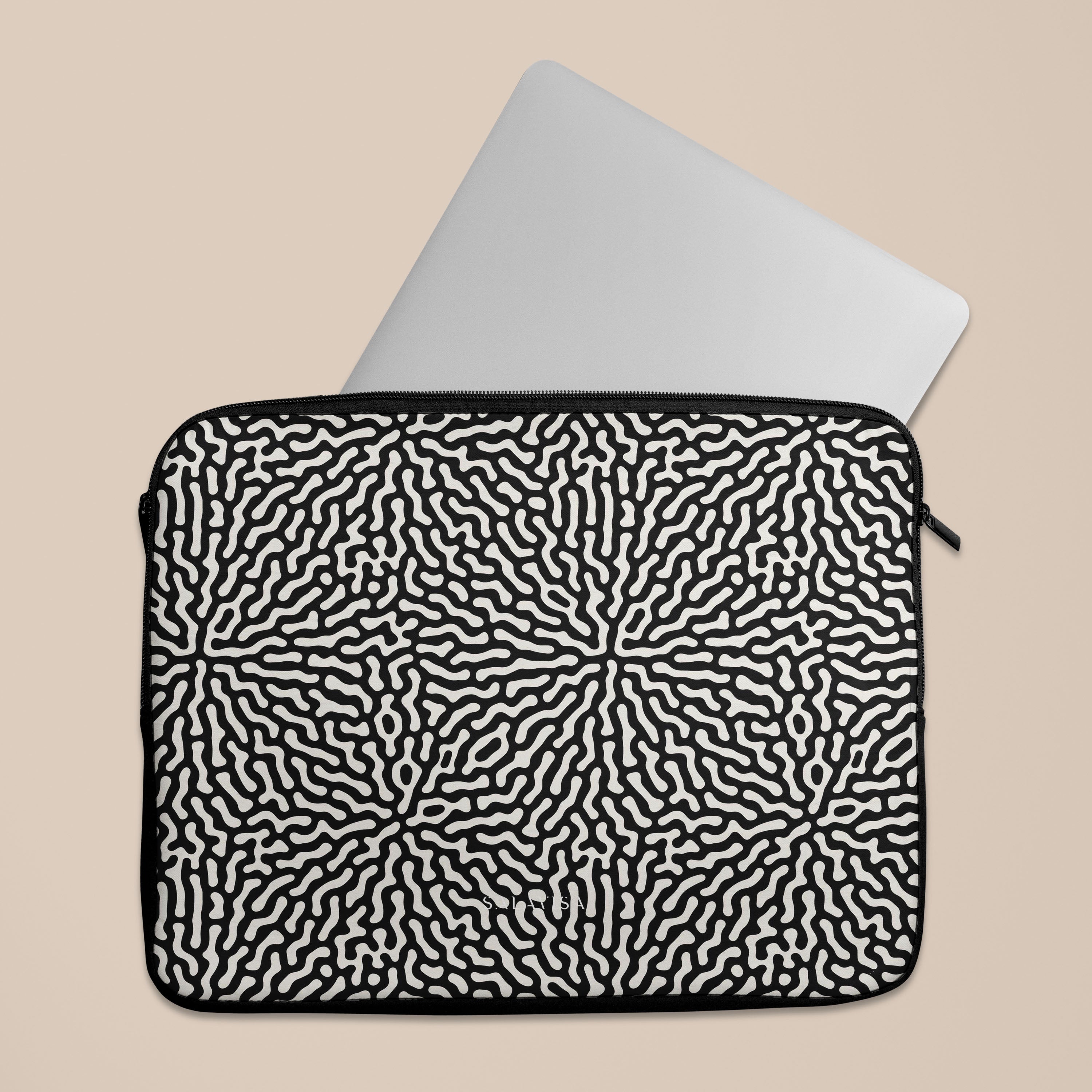 Stylish Black & White Tweed Laptop Sleeve Case - Protective 13-15 Inch MacBook Pro/Air Cover - Perfect for Work, Travel & School Accessories