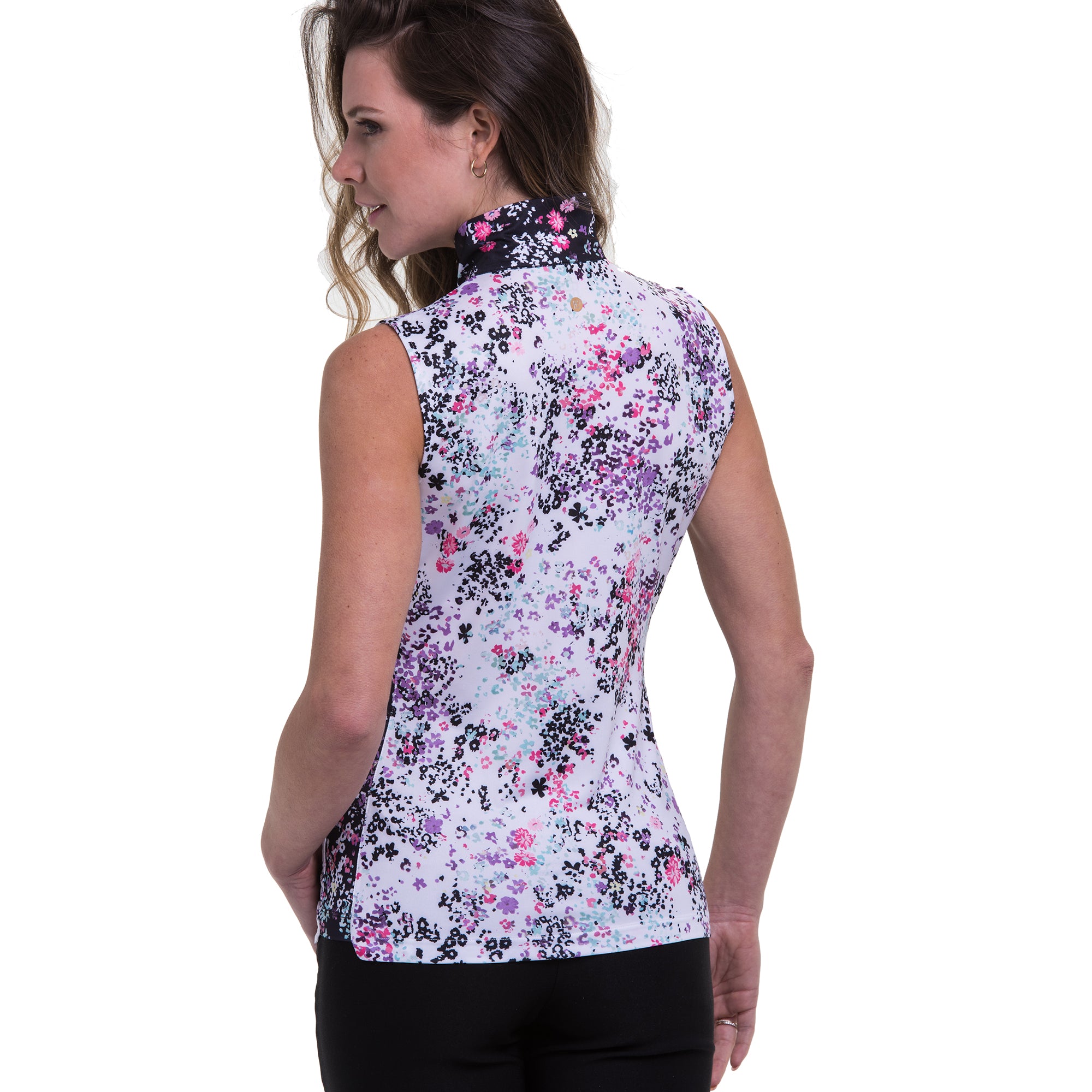 EP New York Women's Floral Print 1/4 Zip Golf Polo Shirt - Breathable & Stylish for Golf, Tennis & Casual Wear